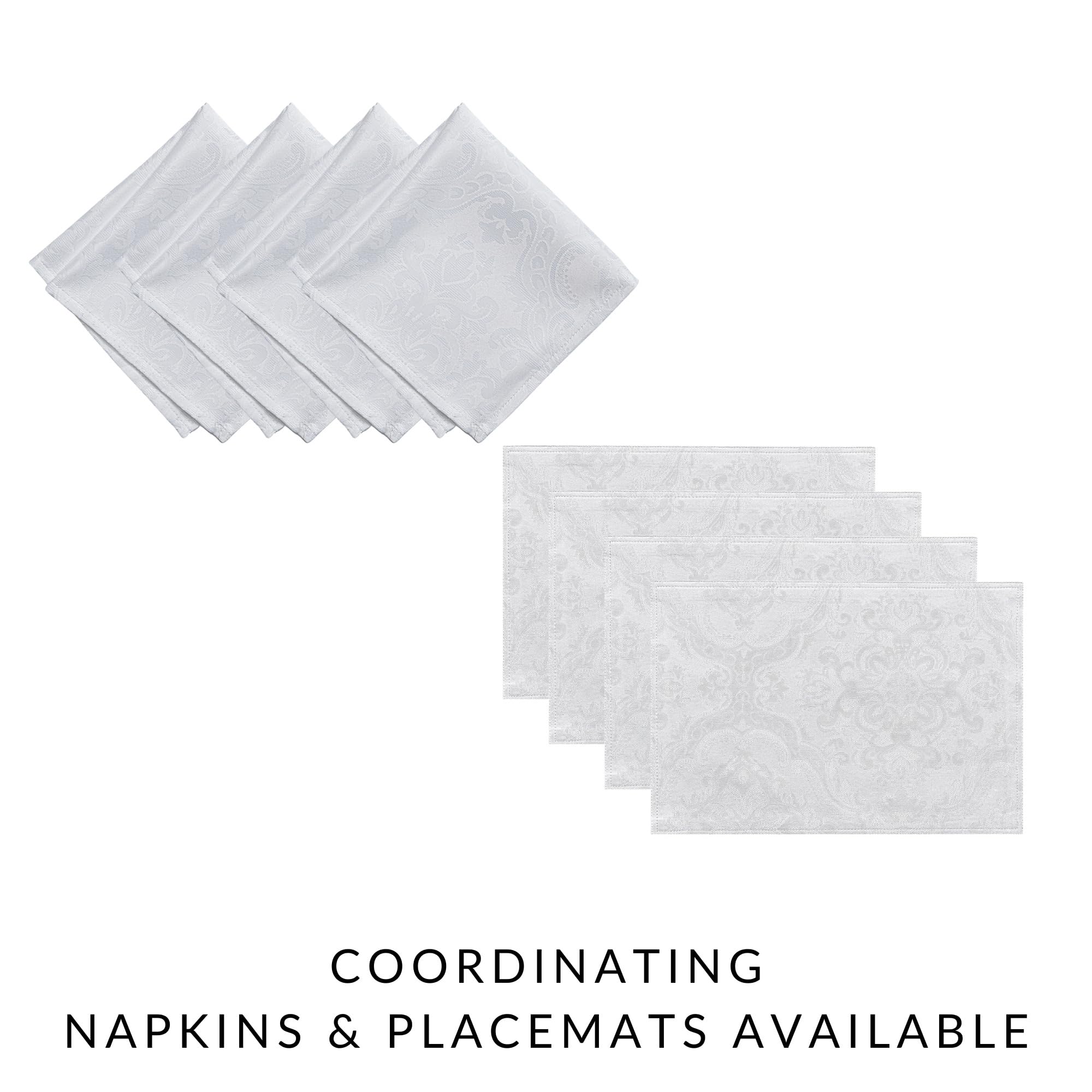Elrene Home Fashions Caiden Elegance Damask Fabric Napkins (Set Of 4), 17'' X 17'', White 4 Count (Pack Of 1)
