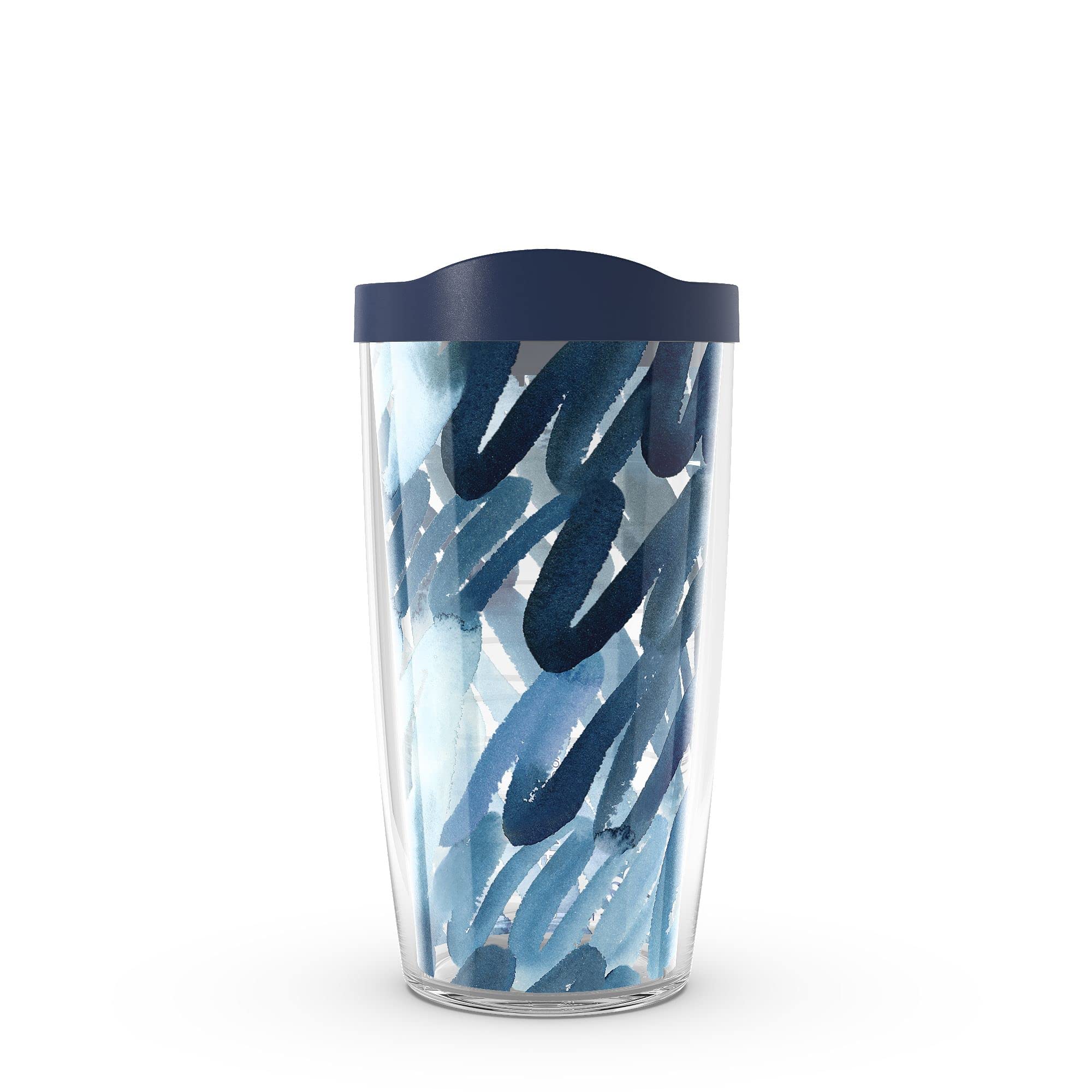 Tervis Yao Cheng  Scribbles In Blue Made in USA Double Walled Insulated Tumbler Travel Cup Keeps Drinks Cold & Hot, 16oz, Class