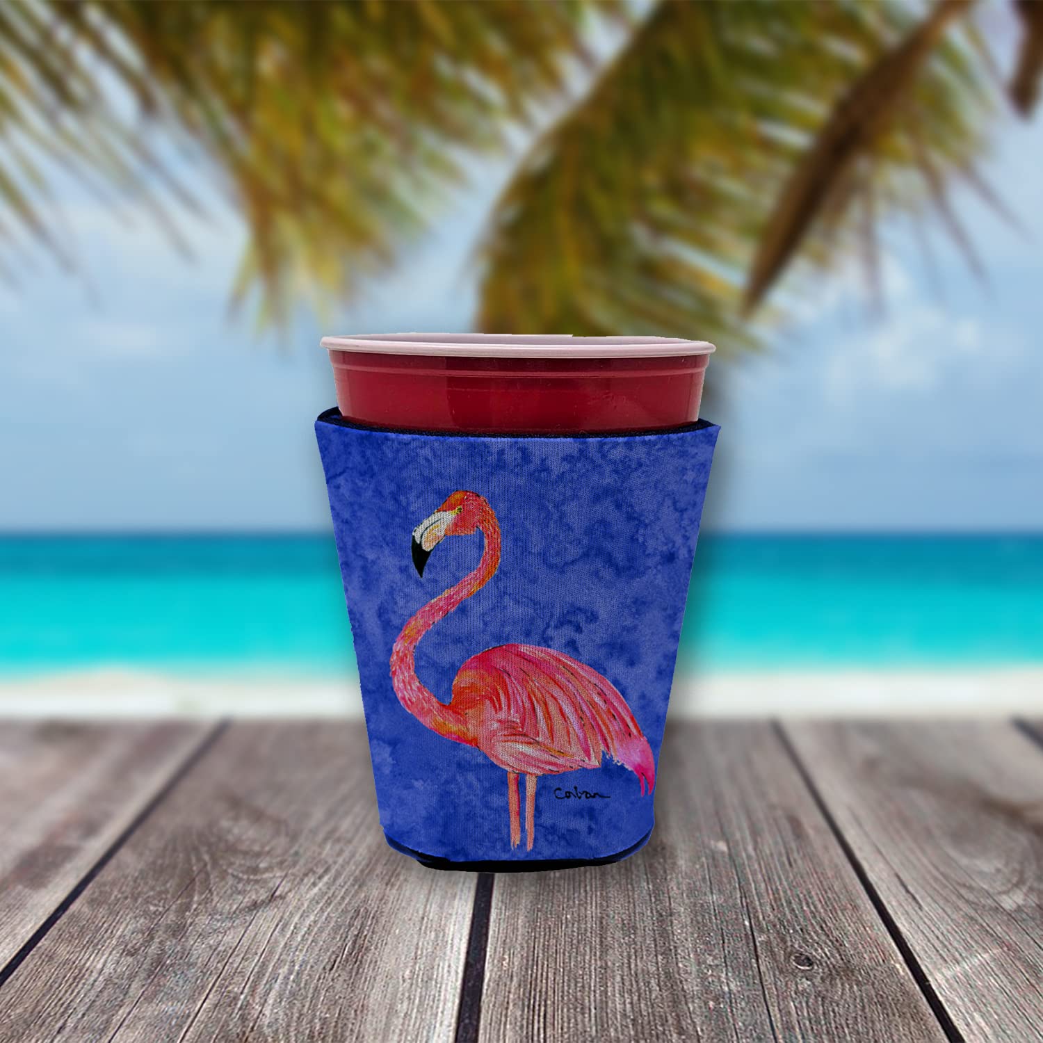Bird - Flamingo  Red Solo Cup Beverage Insulator Hugger
