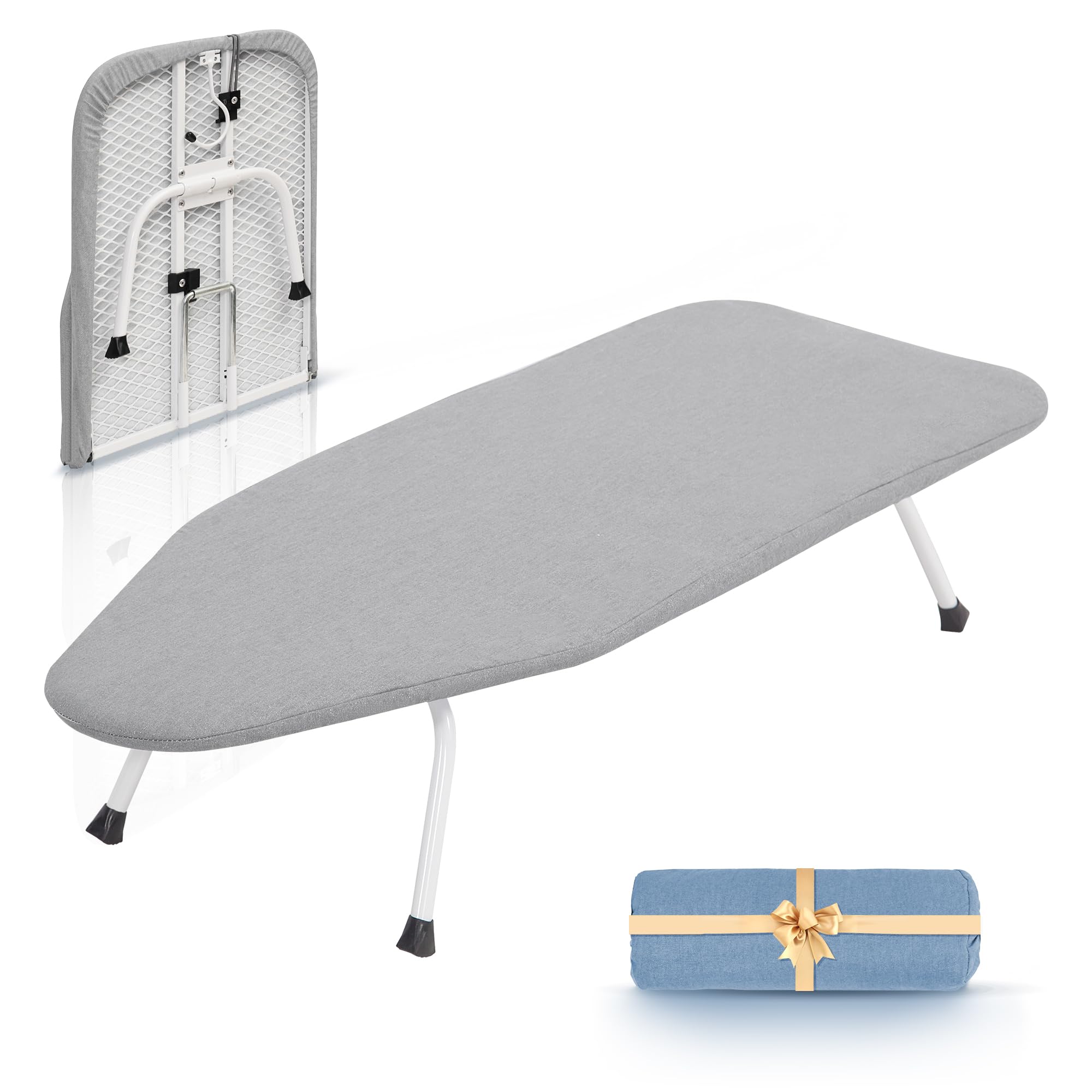 Storage Maniac Tabletop Ironing Broad, All Iron Mini Folding Ironing Broad With 2 Removable Cover, Portable Small Ironing Broad