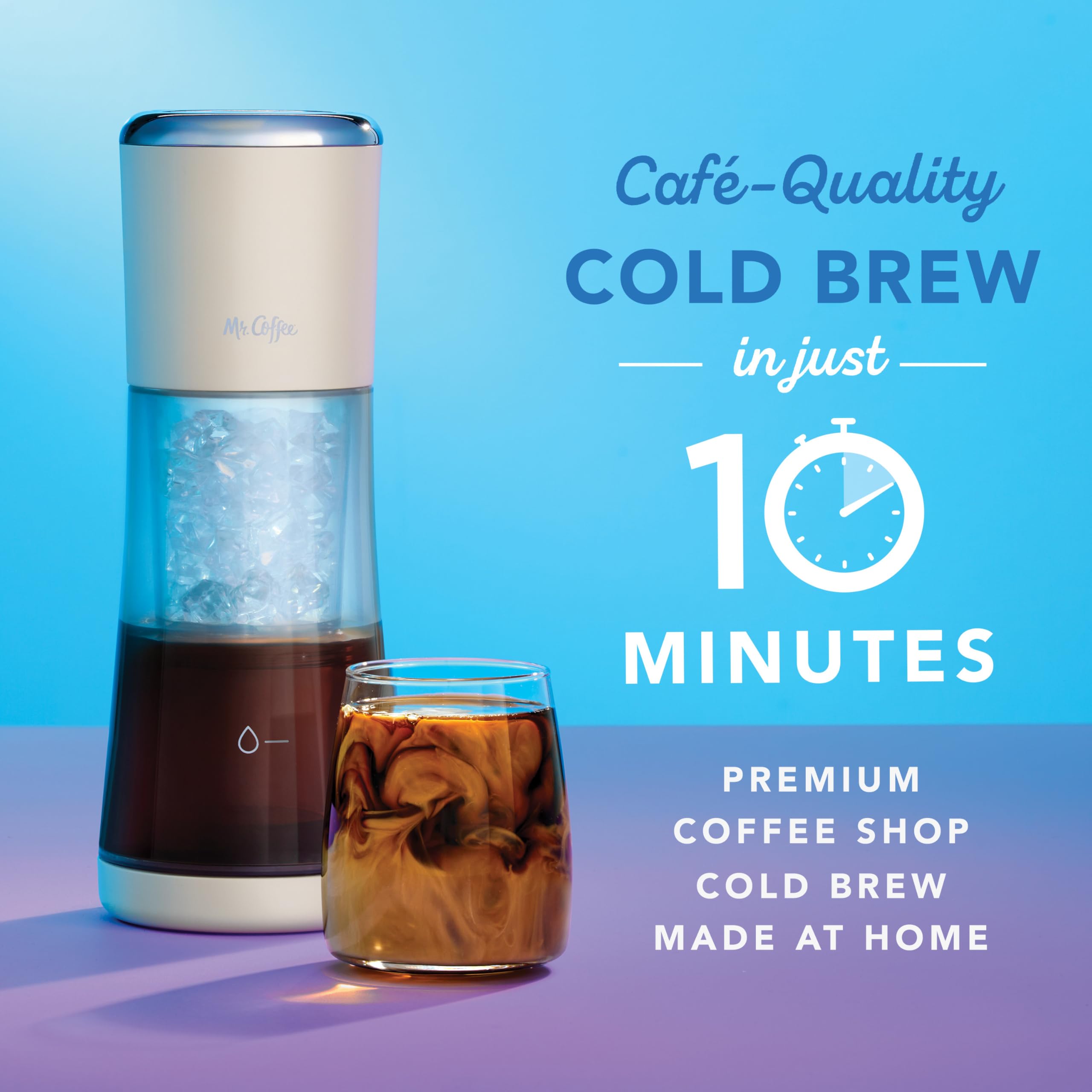 Mr. Coffee® Cold Brew Coffee Maker, 10-Minute Brew, Stainless Steel, Oat Color, Model 2214453
