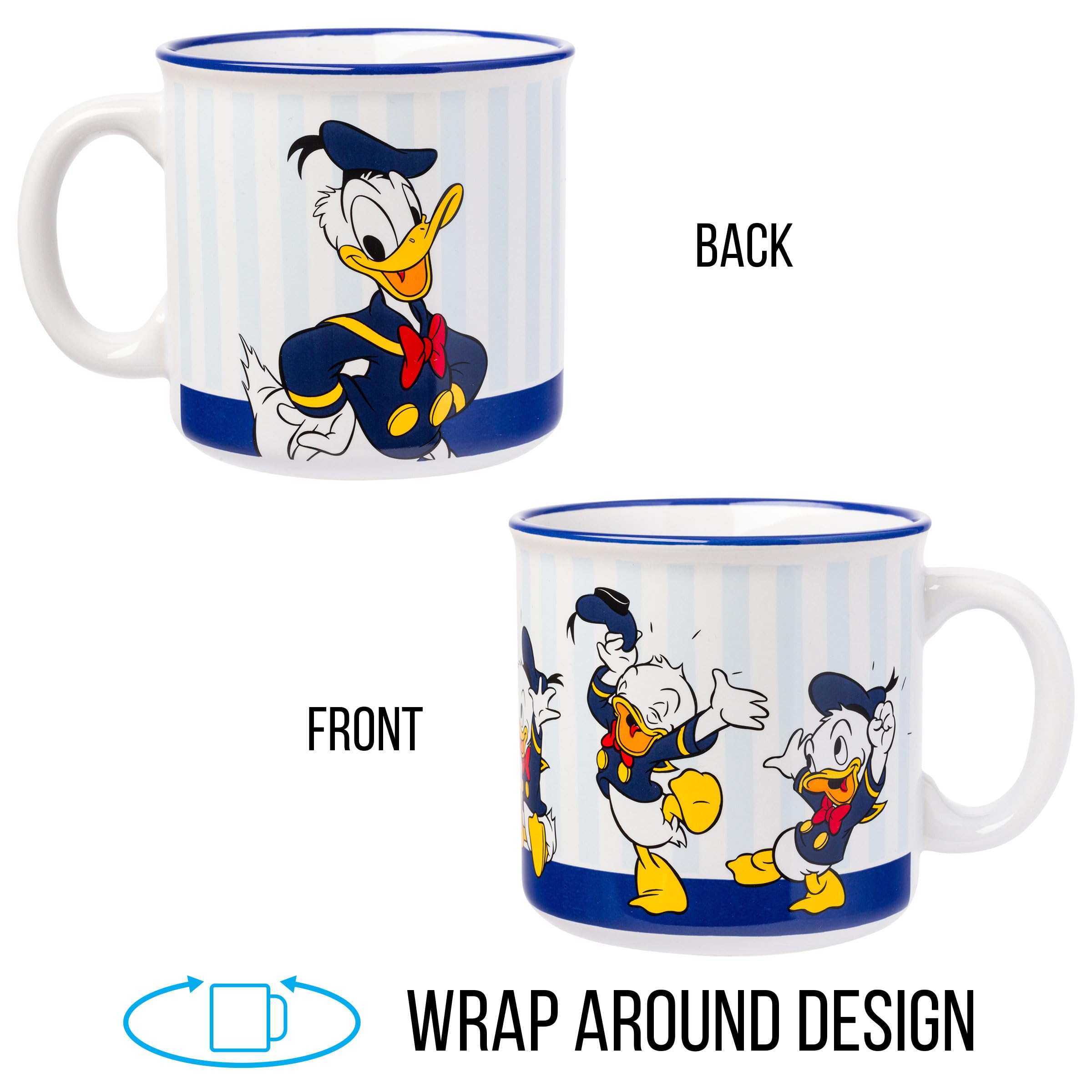 Silver Buffalo Disney Donald Duck Featuring Huey, Dewey, And Louie Ceramic Camper Mug, 20 Ounces