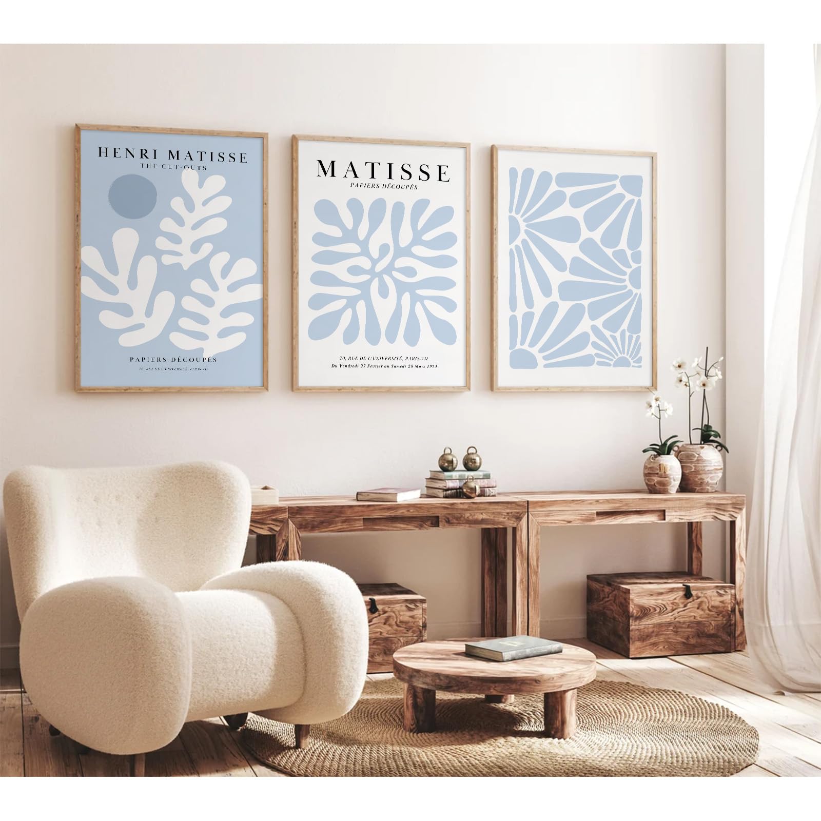 Henri Matisse Wall Art Prints Set Of 3 Blue Abstract Matisse Canvas Wall Decor Aesthetic Preppy Wall Art Blue Matisse Posters Ar