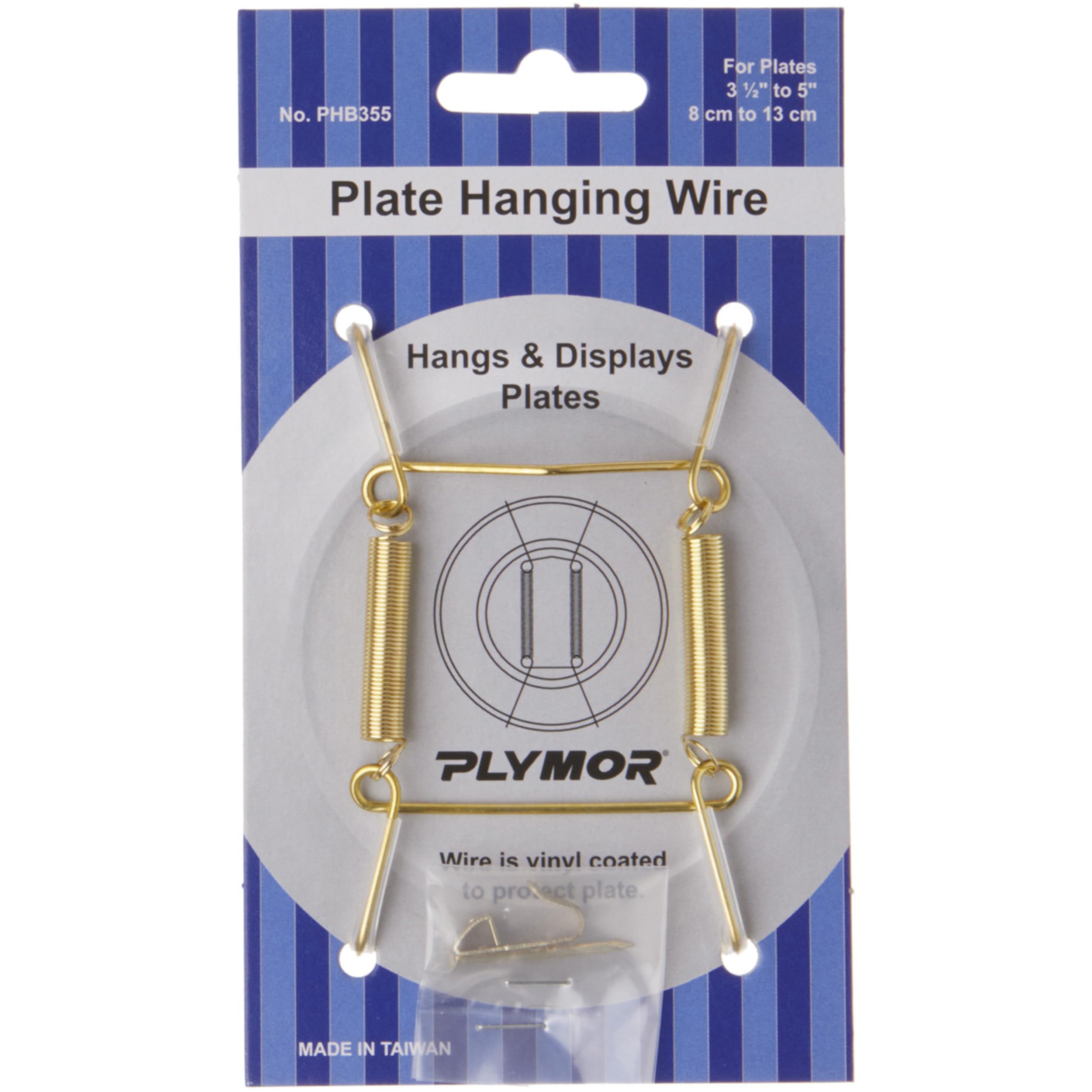 Plymor Shiny Gold Finish Wall Mountable Plate Hanger, 3.125'' H X 1.75'' W X 0.5'' D (For Plates 3.5'' - 5''), Pack Of 3