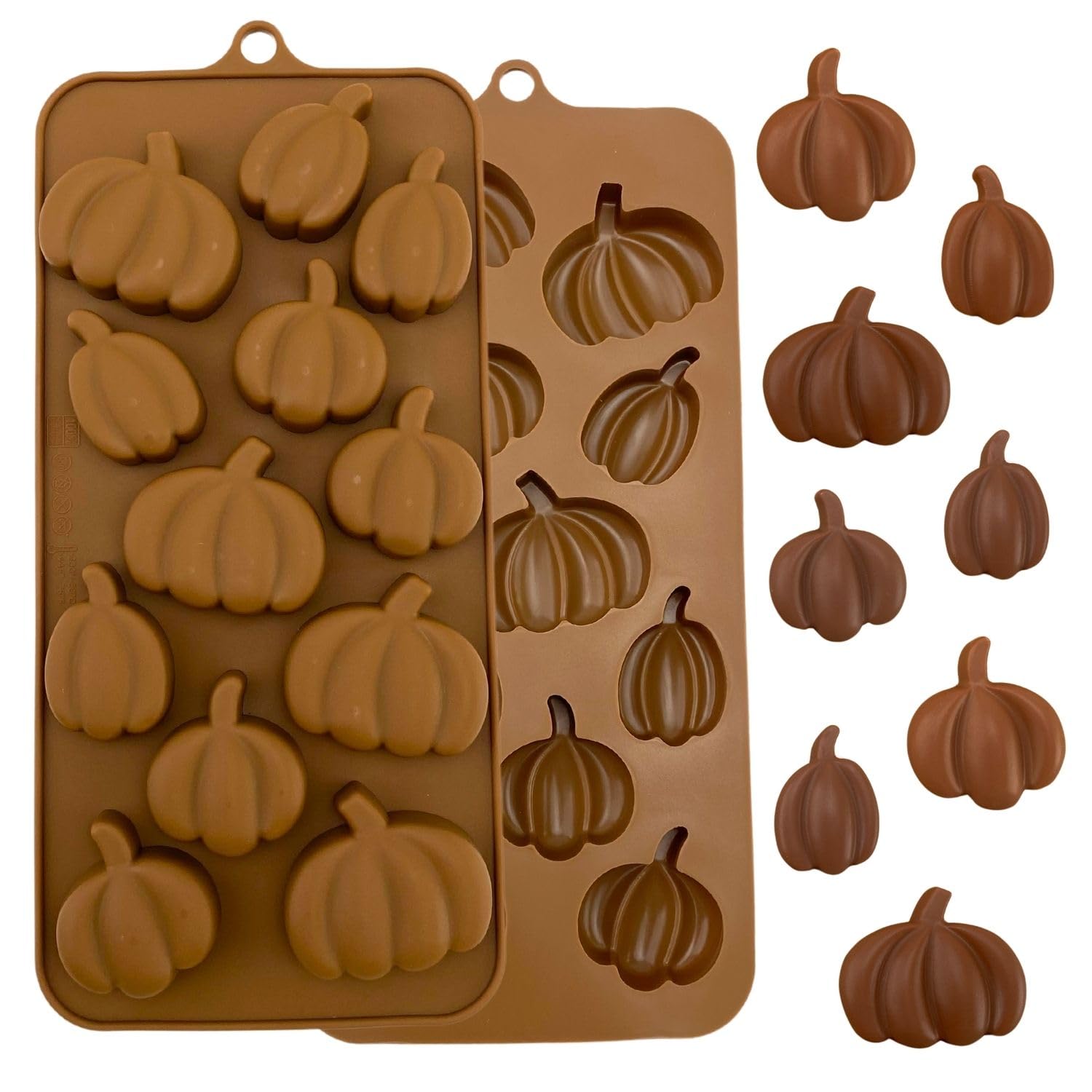Orapink 1 Piece Pumpkin Silicone Chocolate Molds Different Shape Pumpkin 3D Chocolate Candy Moulds for Halloween, Thanksgiving D