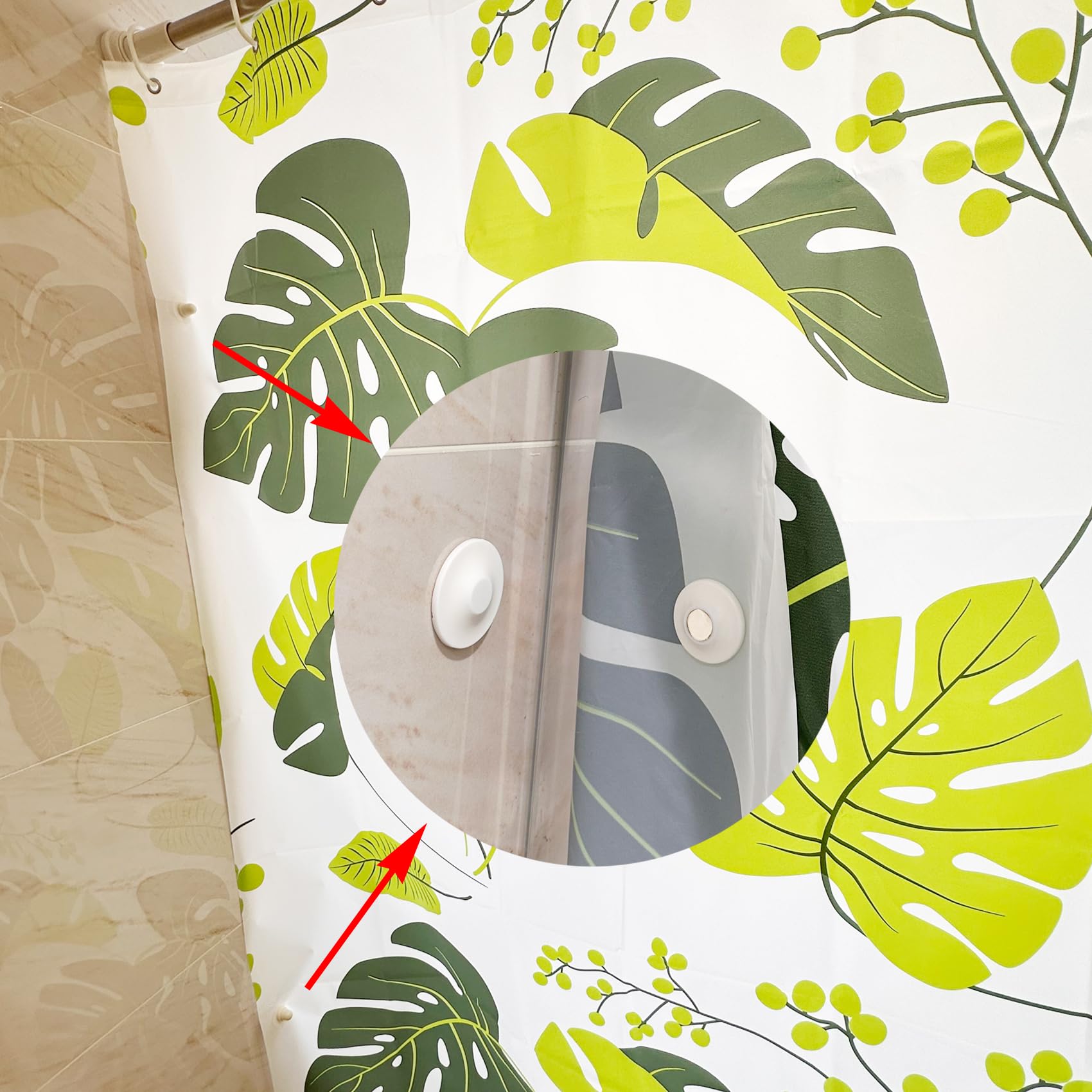 Lekusha Magnetic Shower Curtain Clips, Self Adhesive Splash Guard Clips, Keep Curtain Liner Closed To Wall, Stop Liner From Bill
