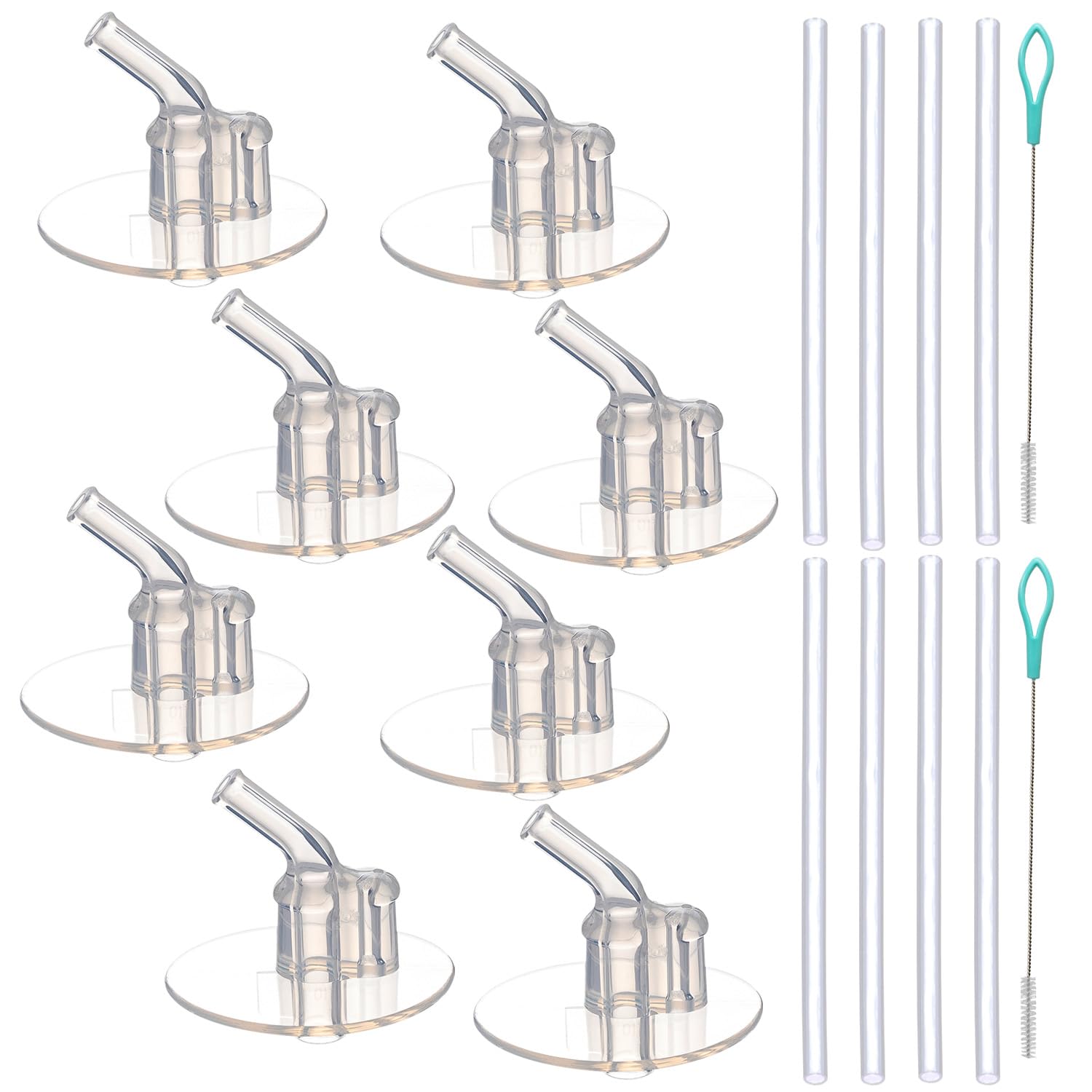 Replacement Straws for Thermos Funtainer 12 Ounce Bottle(F401), 8 Sets(8 pcs Silicone Sipper Straws, 8 pcs Silicone Straw stems 