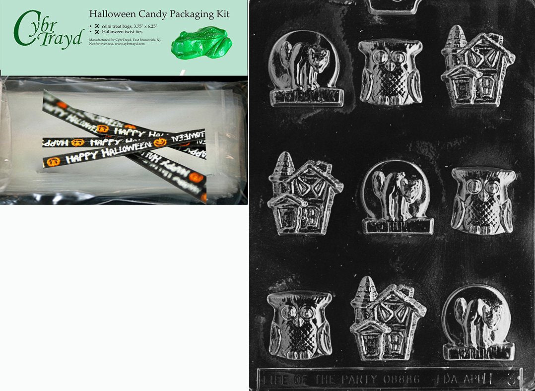 Cybrtrayd Halloween Chocolate Mold With Chocolate Making Supply Kit, Assorted With Owl
