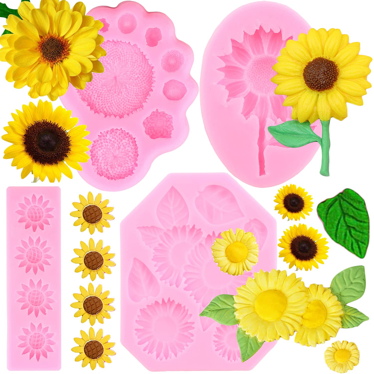 Zixiang Sunflower Fondant Molds Sunflower Stamen Silicone Mold For Cake Decorating Cupcake Topper Chocolate Candy Polymer Clay G