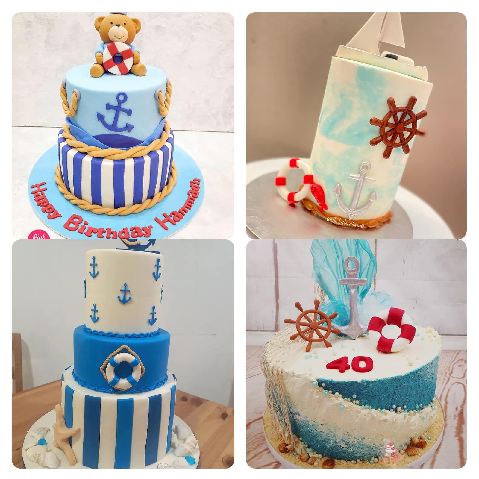 Anchor Silicone Fondant Molds, Rudder Lifebuoy Chocolate Molds For Seafaring Theme Cake Decoration, Navy Cupcake Toppers Candy S