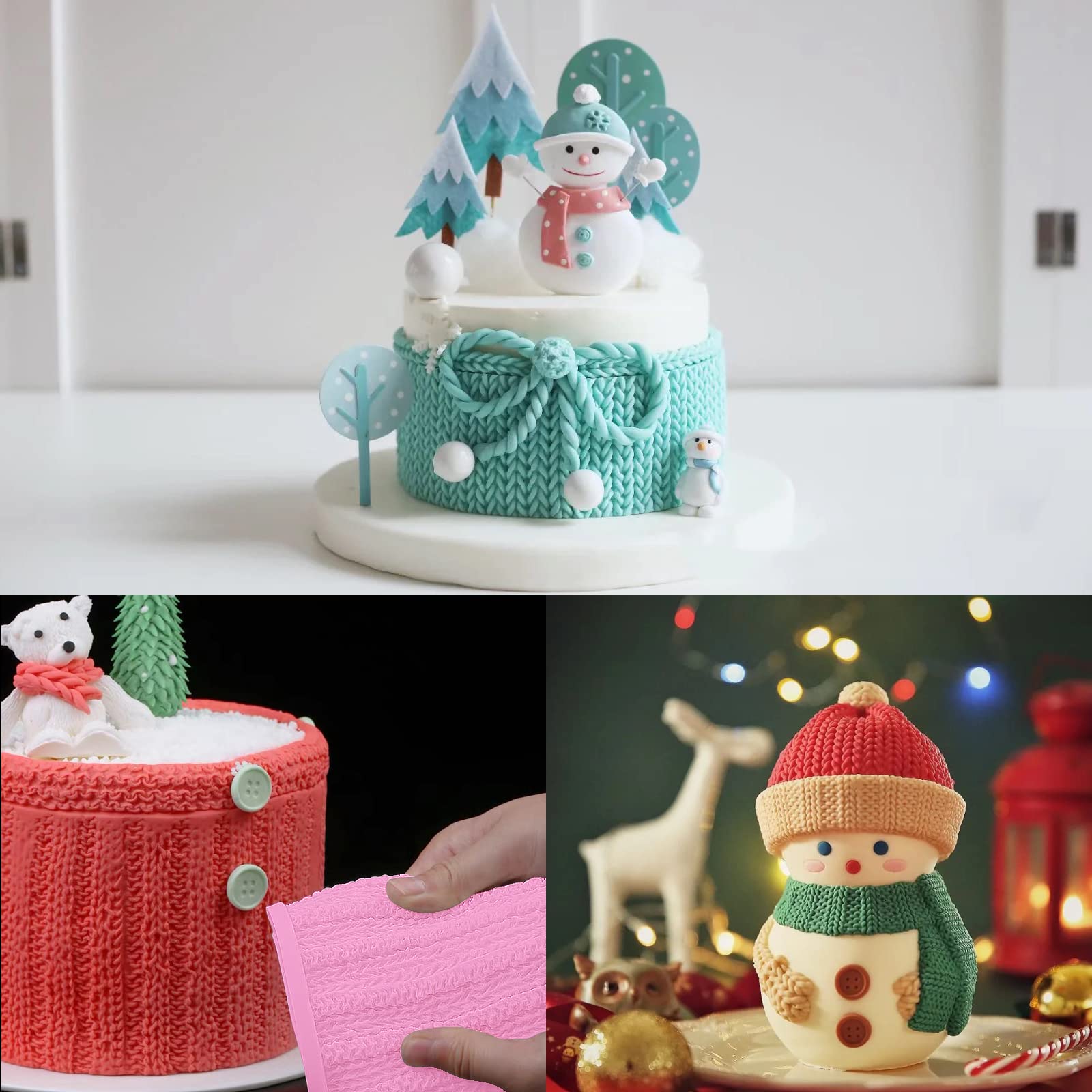 Set Of 2 Knit Fondant Molds, Christmas Sweater Silicone Molds, Button Chocolate Cake Decorating Molds For Christmas Cupcake Topp