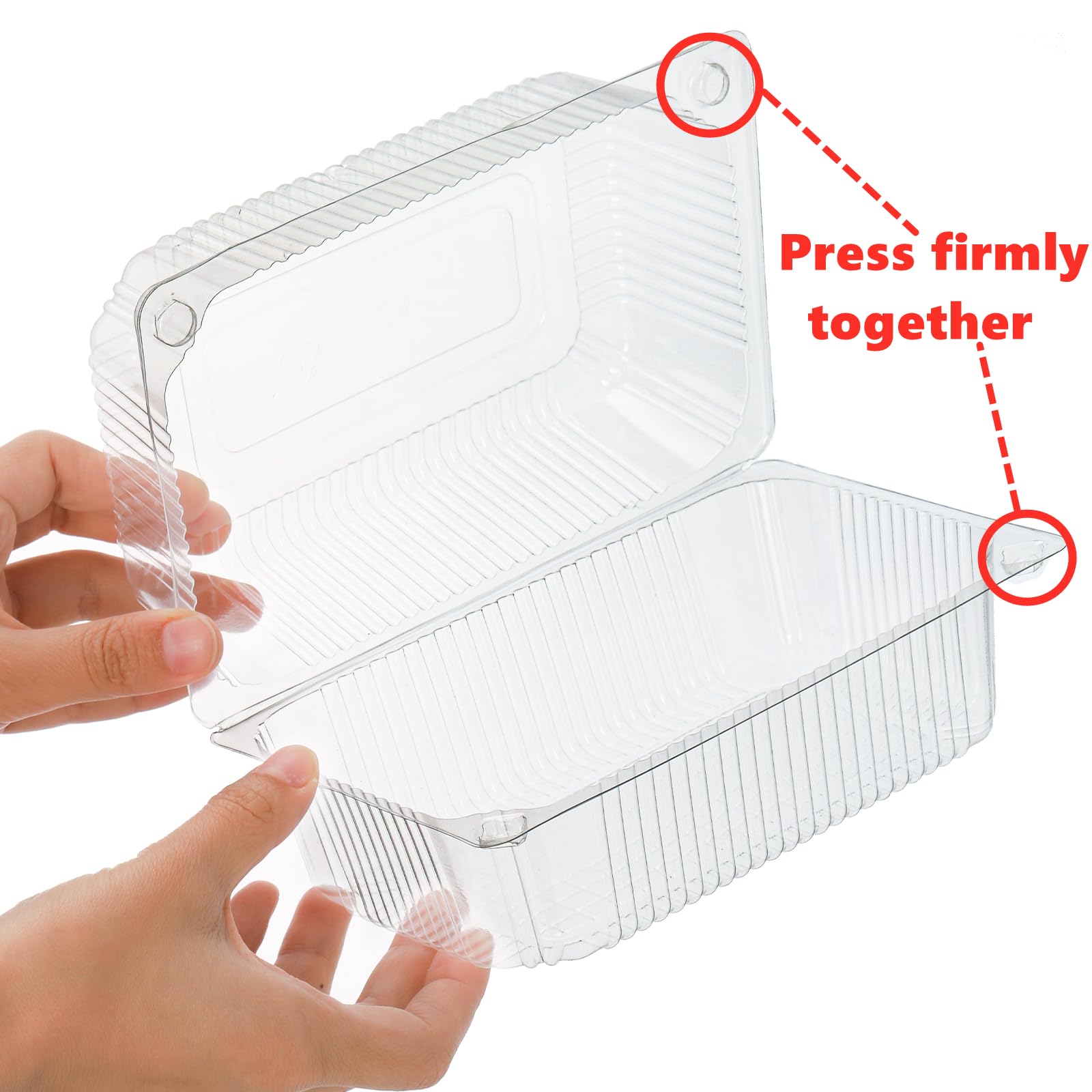 Peohud 100 Pieces Plastic Hinged Food Containers, Clear Clamshell Takeout Tray, Disposable To Go Container For Salads, Sandwich,