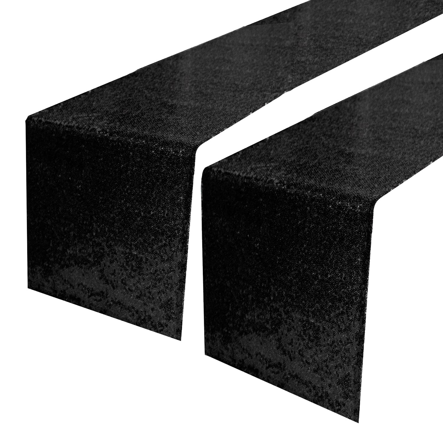 JYFLZQ Black Sequin Table Runners 12 x 108 Pack of 2 Sparkly Metallic Table Runner Glitter Sequin Runner for Table Birthday Part