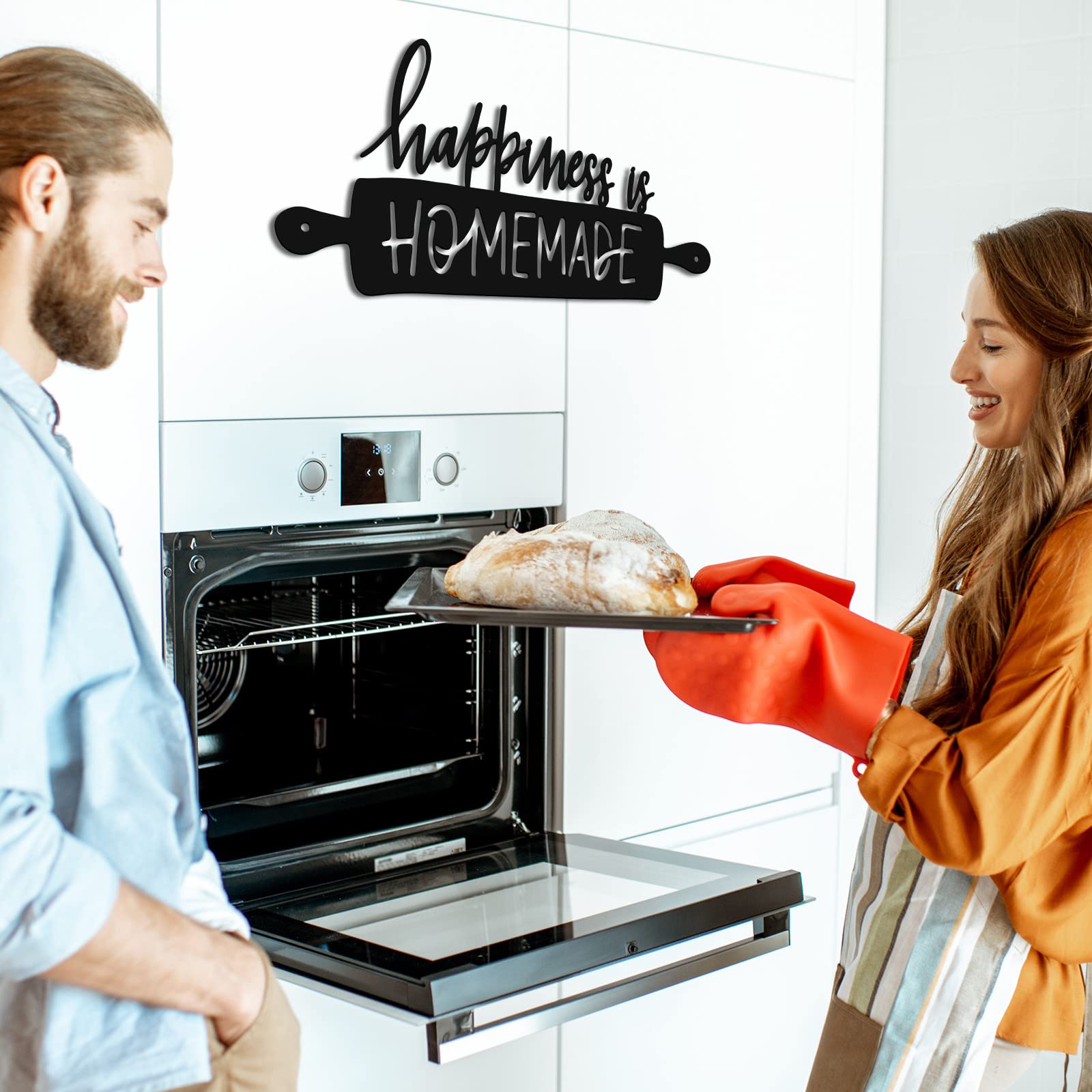 Funrous Kitchen Wall Art Decor Happiness Is Homemade Metal Sign Black Rustic Farmhouse Kitchen Decor Hanging Decorative Signs an