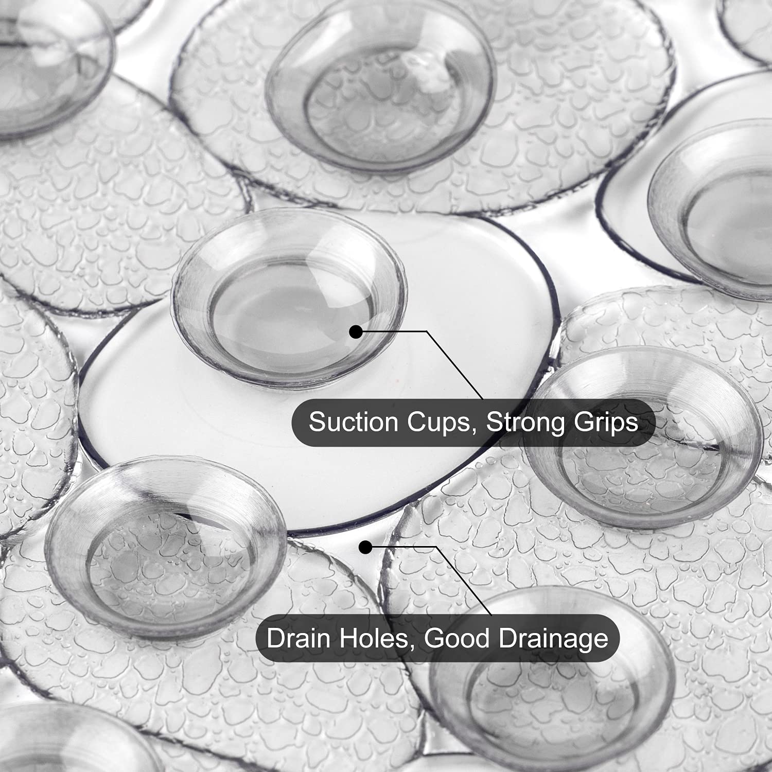 Weltrxe Pebbles Bathtub Mat Non Slip Oval Shower Mat With Suction Cups, Drain Holes, 27 X 14 Inch Plastic Bathroom Tub Mats Mach