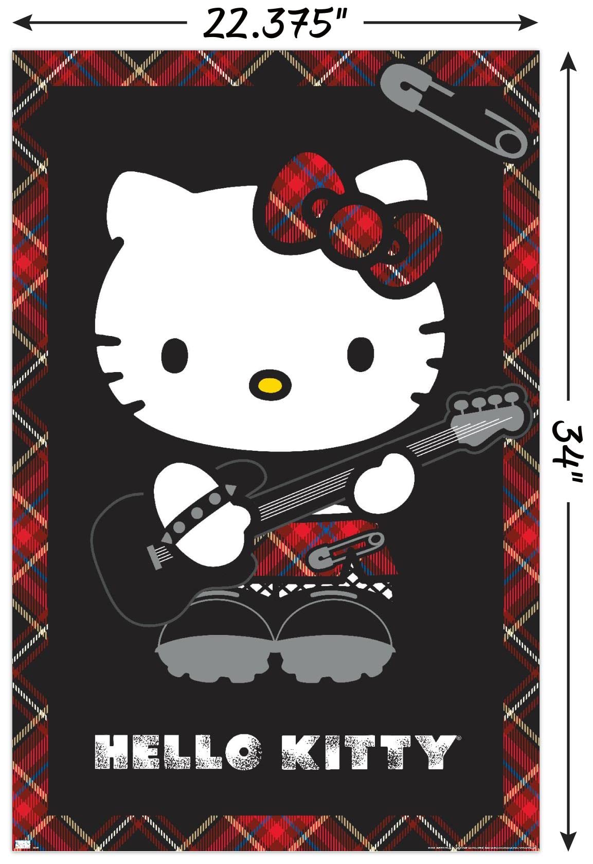 Trends International Hello Kitty: 22 Punk Red Wall Poster, 34L X 22.4W, Unframed Version