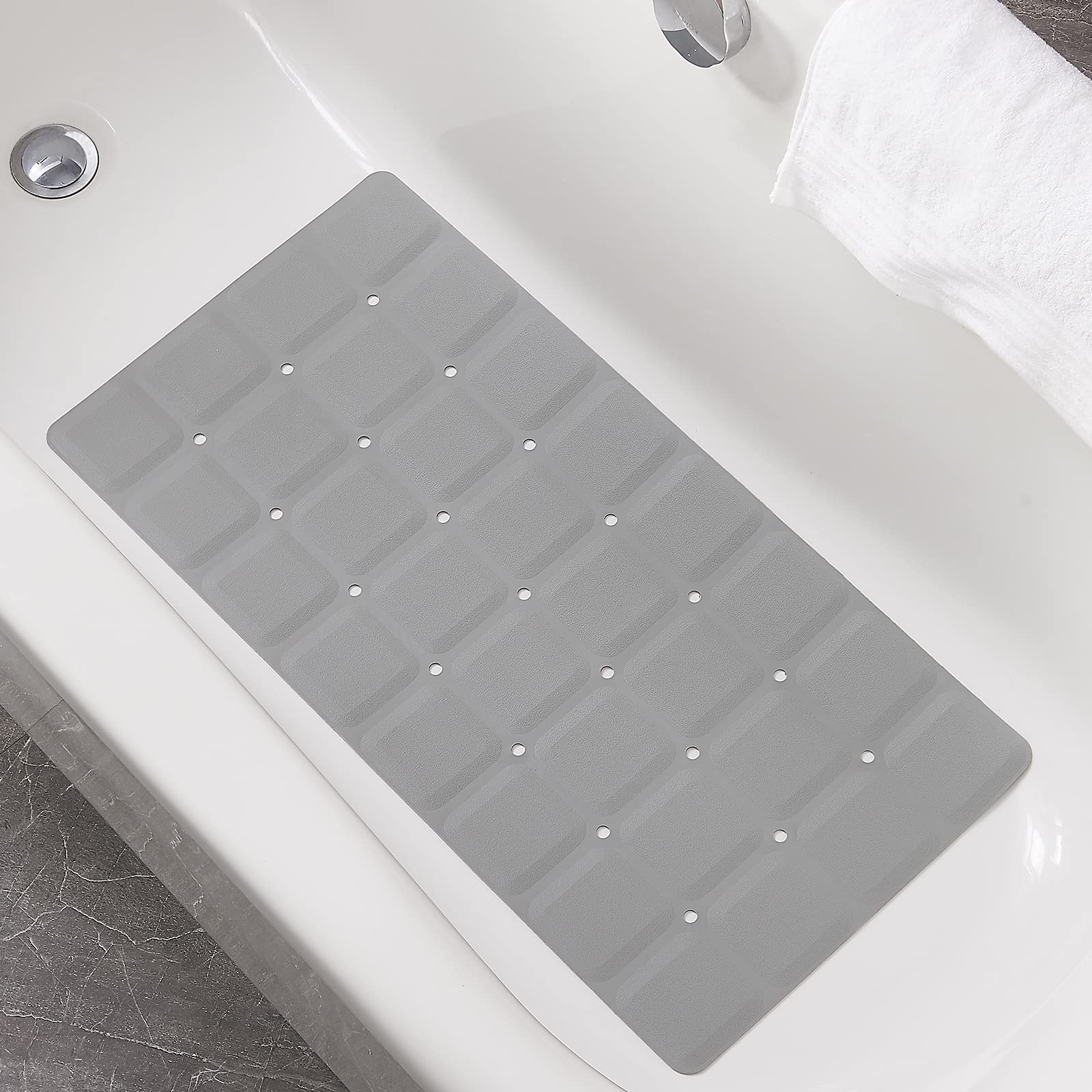 Webos Foldable Non Slip Silicon Bath Mat Bathtub Mat No Suction Cups Shower Mats For Textured Tub And Reglazed Tub (Foldable -Gr