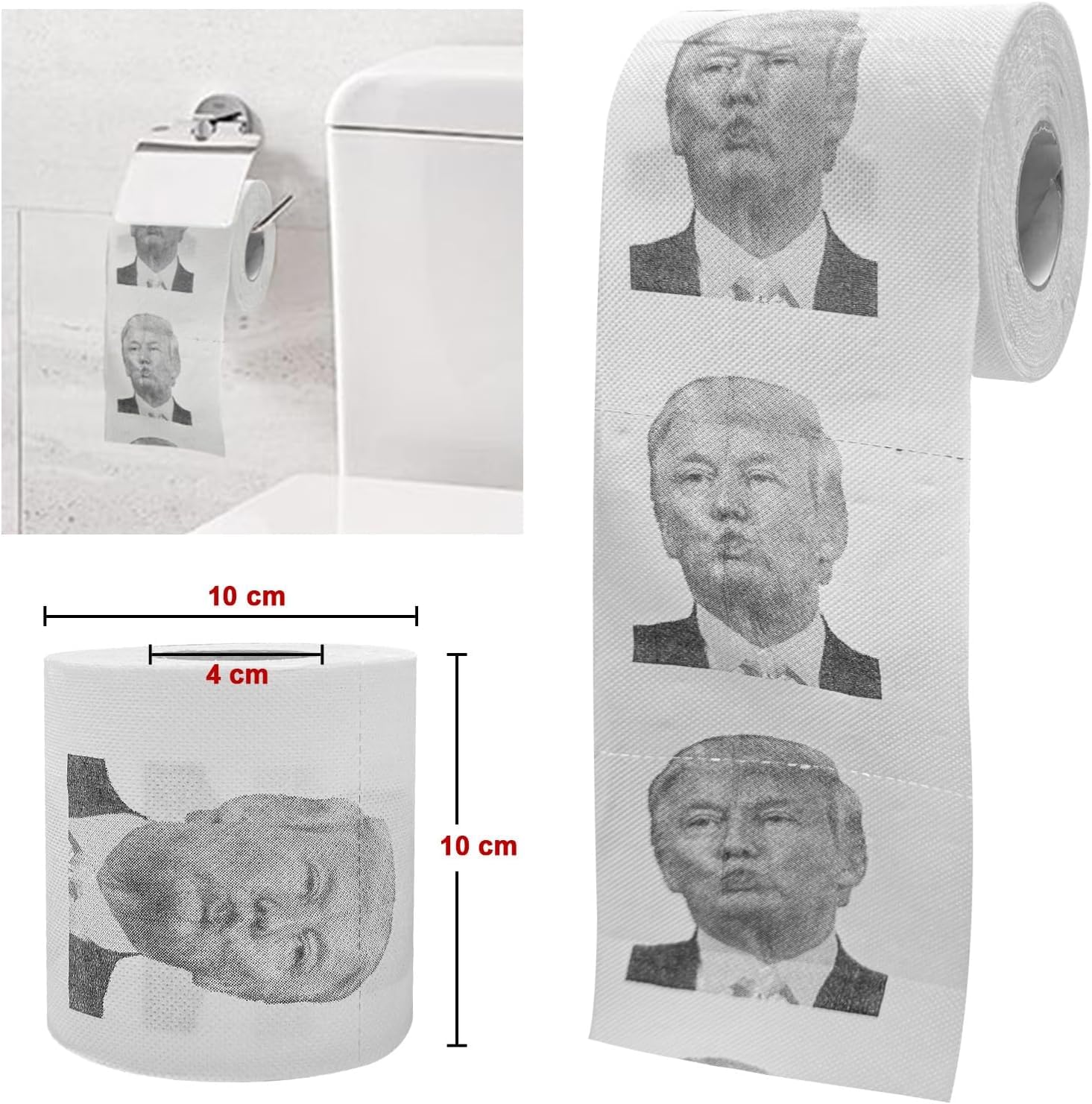 Toilet Brush & Toilet Paper Roll Set, Funny Gag Gift Toilet Bowl Brush for Bathroom Cleaning, Political Satire Products