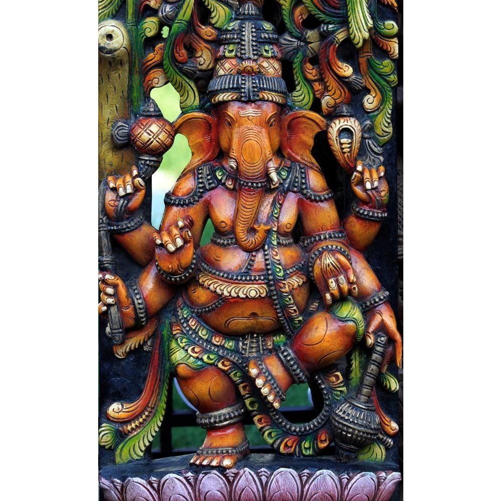 Pitaara Box Hindu God Ganesh D3 | Peel & Stick Vinyl Wall Sticker for Bedroom & Living Room | 28 x 46 inch (71 x 117 cms)
