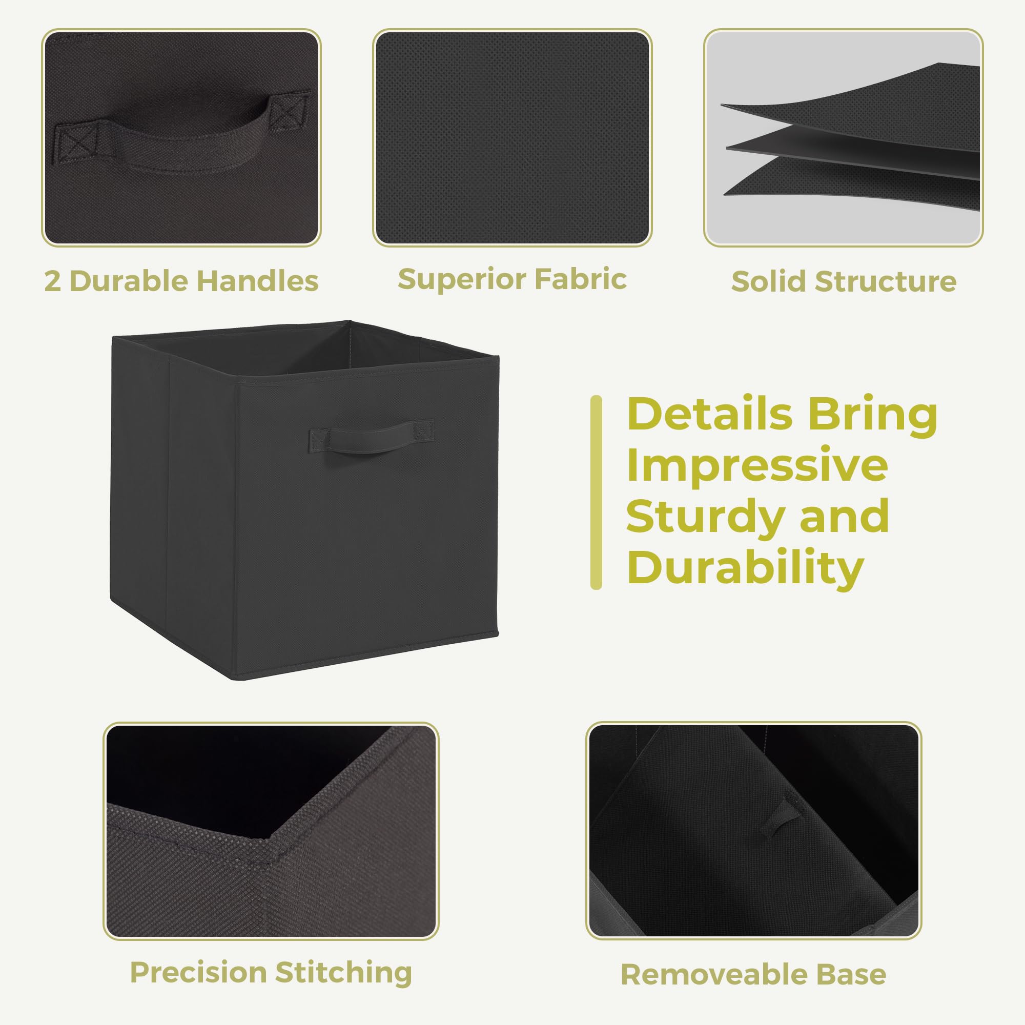 Storageideas 11X11 Storage Bins, Set Of 4 Storage Cubes, Collapsible Cube Storage Bins, Fabric Closet Organizers With Handles Fo
