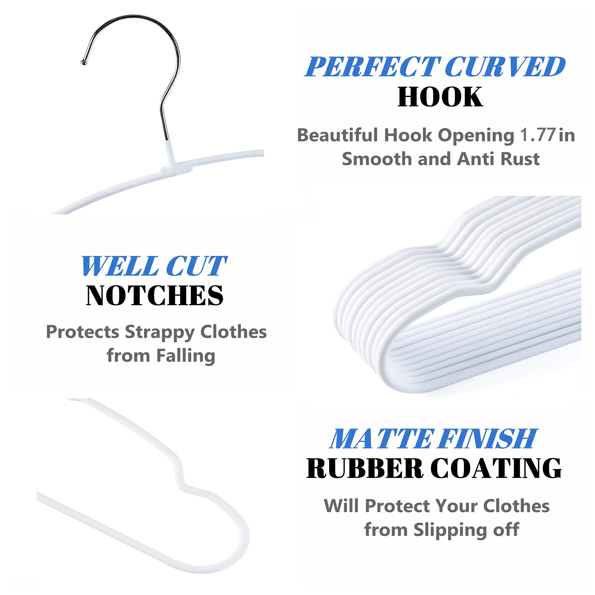 Amber Home 11.8'' Lovely Baby Clothes Hangers 20 Pack, Sturdy Metal Wire & Cute White Coating Children Toddler Kids Clothes Hang