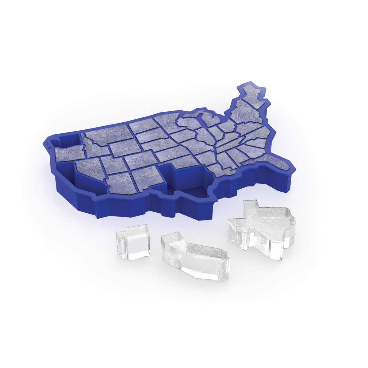 True Zoo U Ice Of A Bpa-Free Silicone Ice Cube Tray, Usa Ice Mold, Novelty Ice July 4Th Party Supplies, Dishwasher Safe, Blue, 3