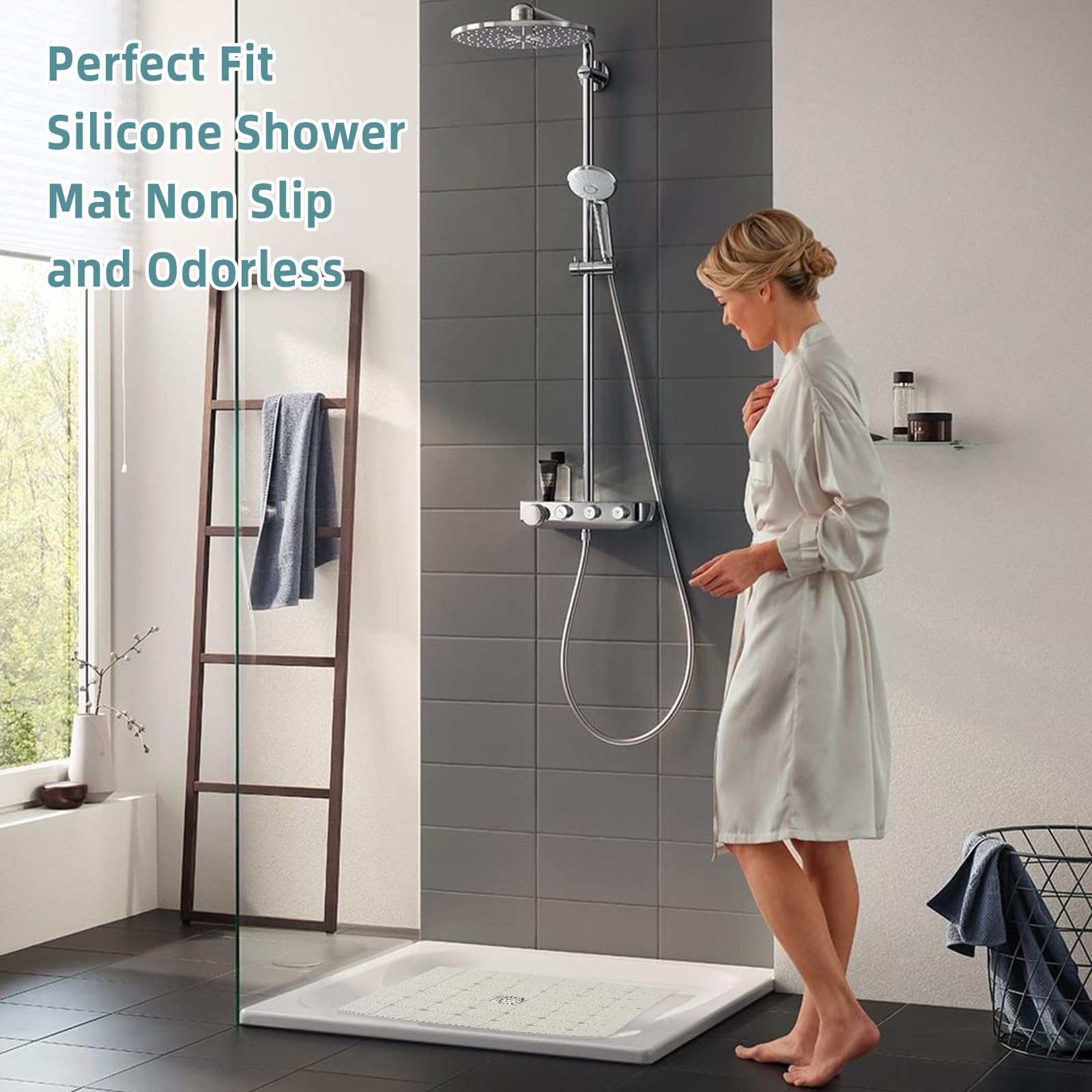 Shower Mat Non Slip Silicone Soft Odorless Bathtub Mat Non Slip With Mini Suction Cups Bath Tub Mat Foldable And Machine Washabl