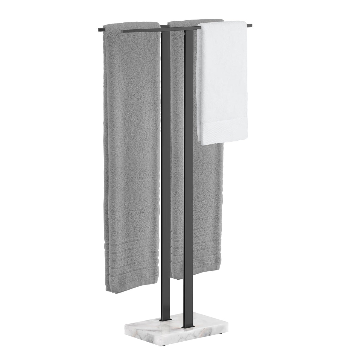 Kes Standing Towel Rack, 37'' H (Equal Height) Towel Rack Stand With Marble Base, Free Standing Towel Racks For Bathroom Floor,
