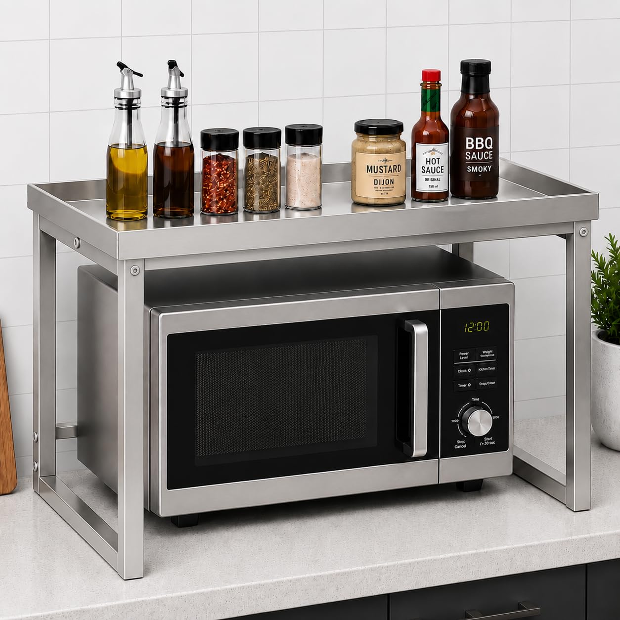 Ogfc 31108 Stainless Steel Spice Storage Stand, Microwave Stand For Kitchen/Pantry; Condiments, For Daily Essentials, Countertop