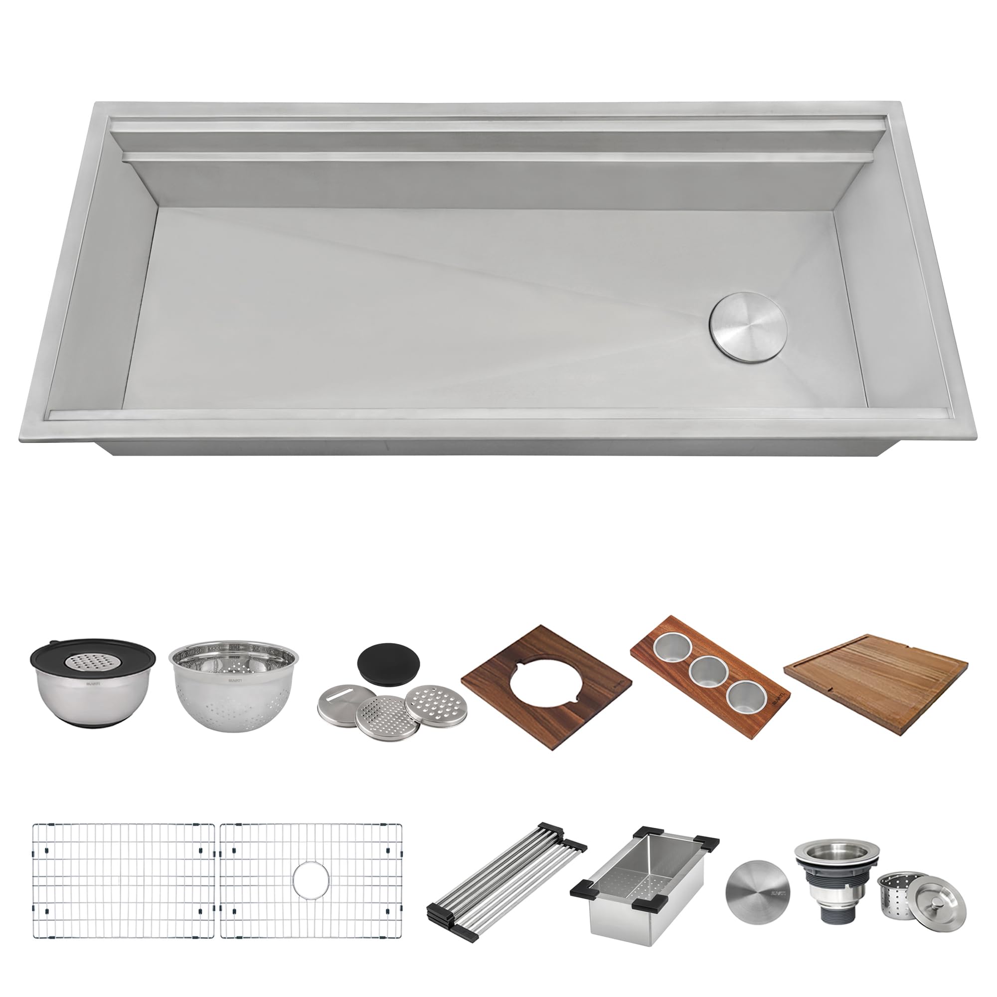 Ruvati 45-Inch Workstation Two-Tiered Ledge Kitchen Sink Drop-In Topmount 16 Gauge Stainless Steel - Rvh8433