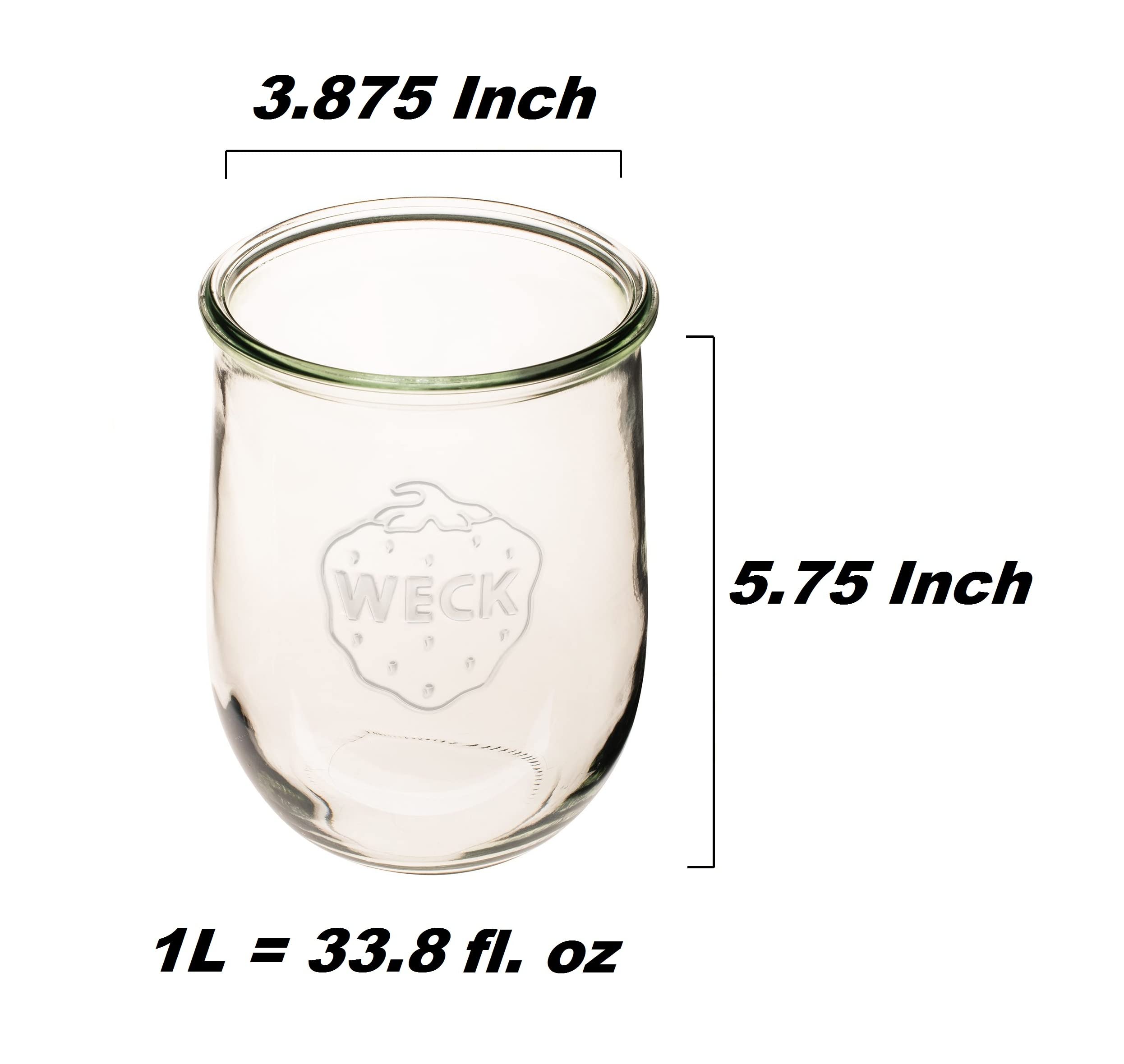 Weck Tulip Jar - Sour Dough Starter Jars For Sourdough - 1 X Weck 745 Large Clear Jar With Wide Mouth - 1 Liter Includes Glass L