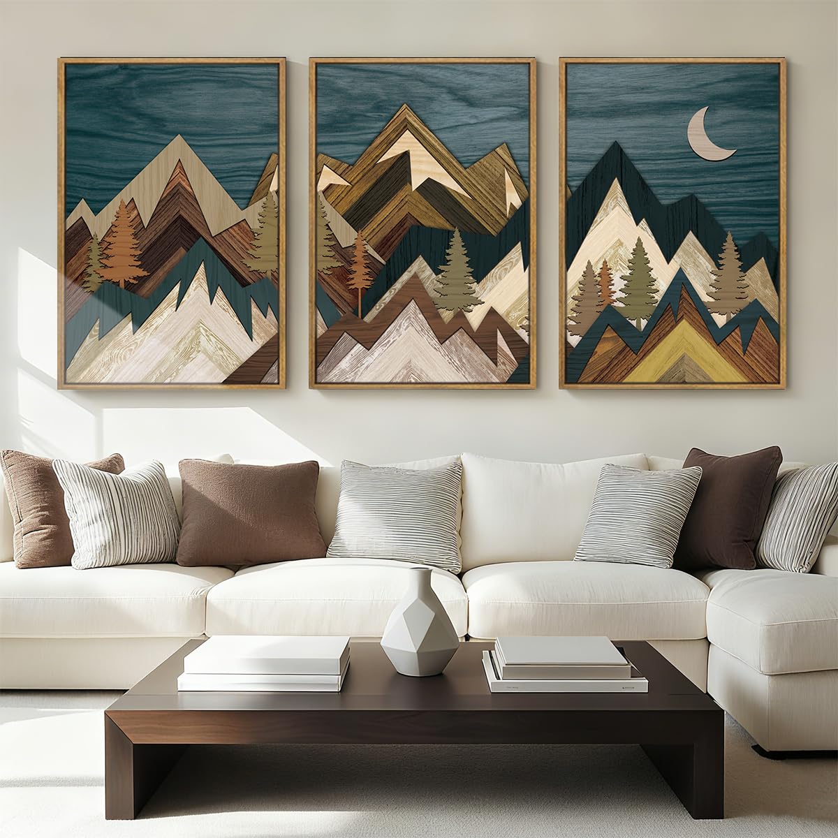 Bincue Large Mountain Wall Art Set Moon And Froest Wall Decor 24X36 Inches
