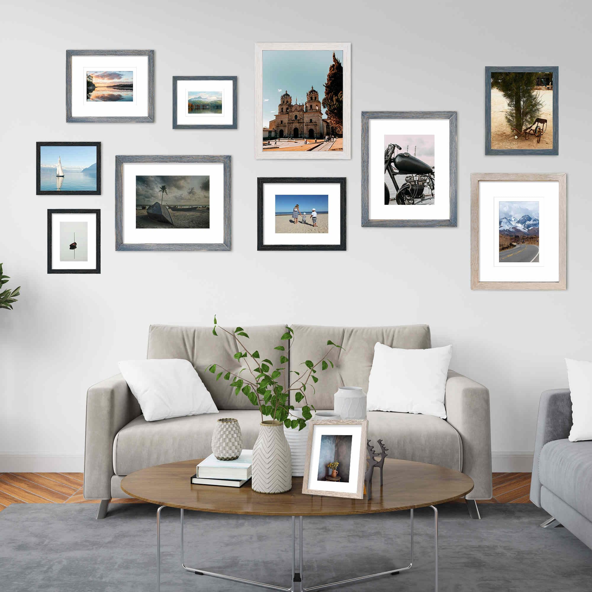 5x7 Hanging Picture Frames,Solid Wood,Not Glass,Display Pictures 3.5x5,4x6 with Mat or 5x7 Without Mat,Stable Sturdy Picture Fra