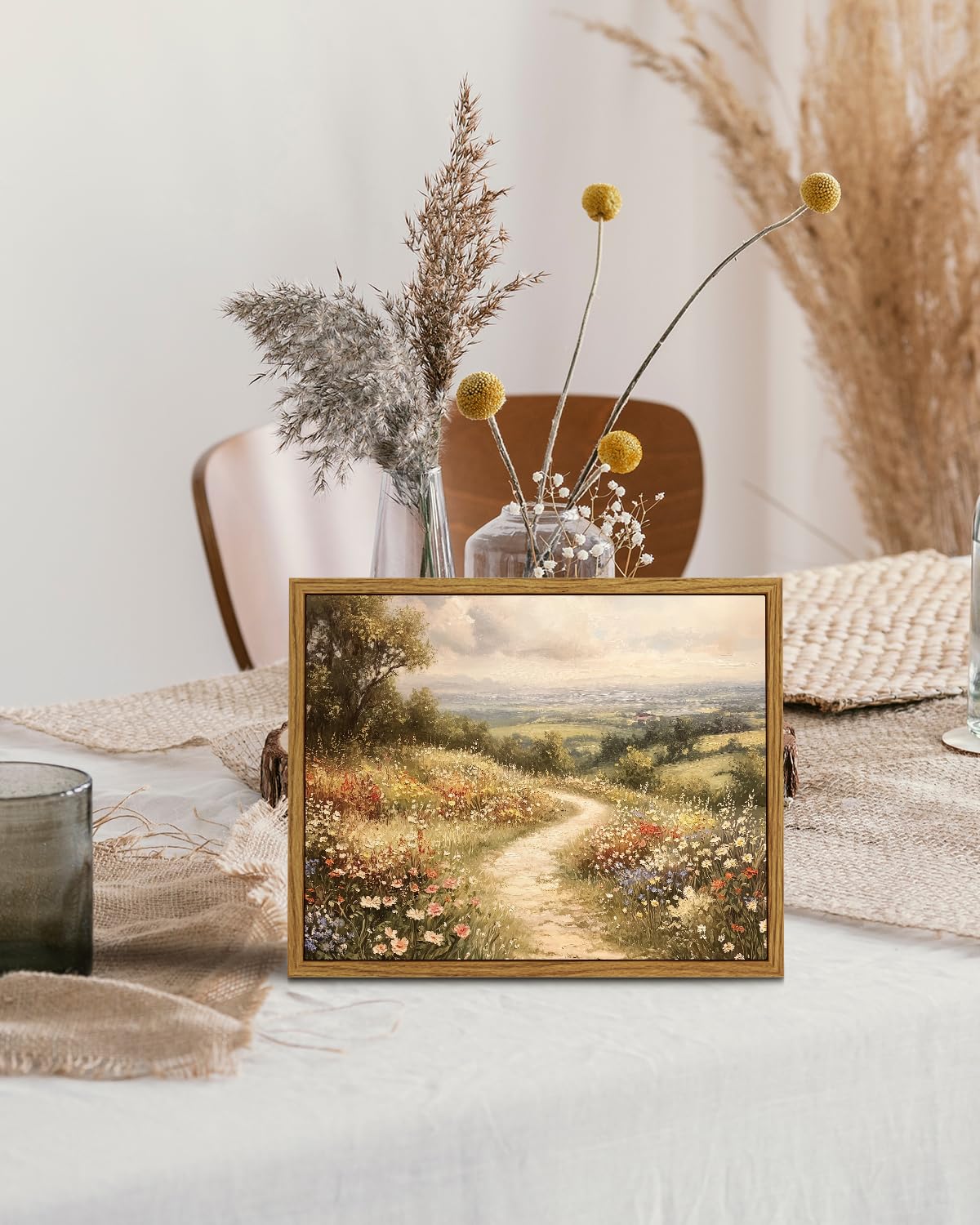 Insimsea Framed Wall Art For Living Room Flower Canvas Art Wall Decor Bedroom Floral Artwork Oil Paintings Picture Prints Rustic