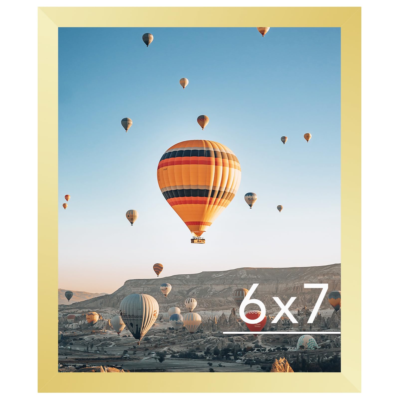 JCJMY 6x7 Picture Frame Gold for Wall Hanging or Tabletop, Wall Mounting Horizontally or Vertically, 6 x 7 Wall Gallery Poster P