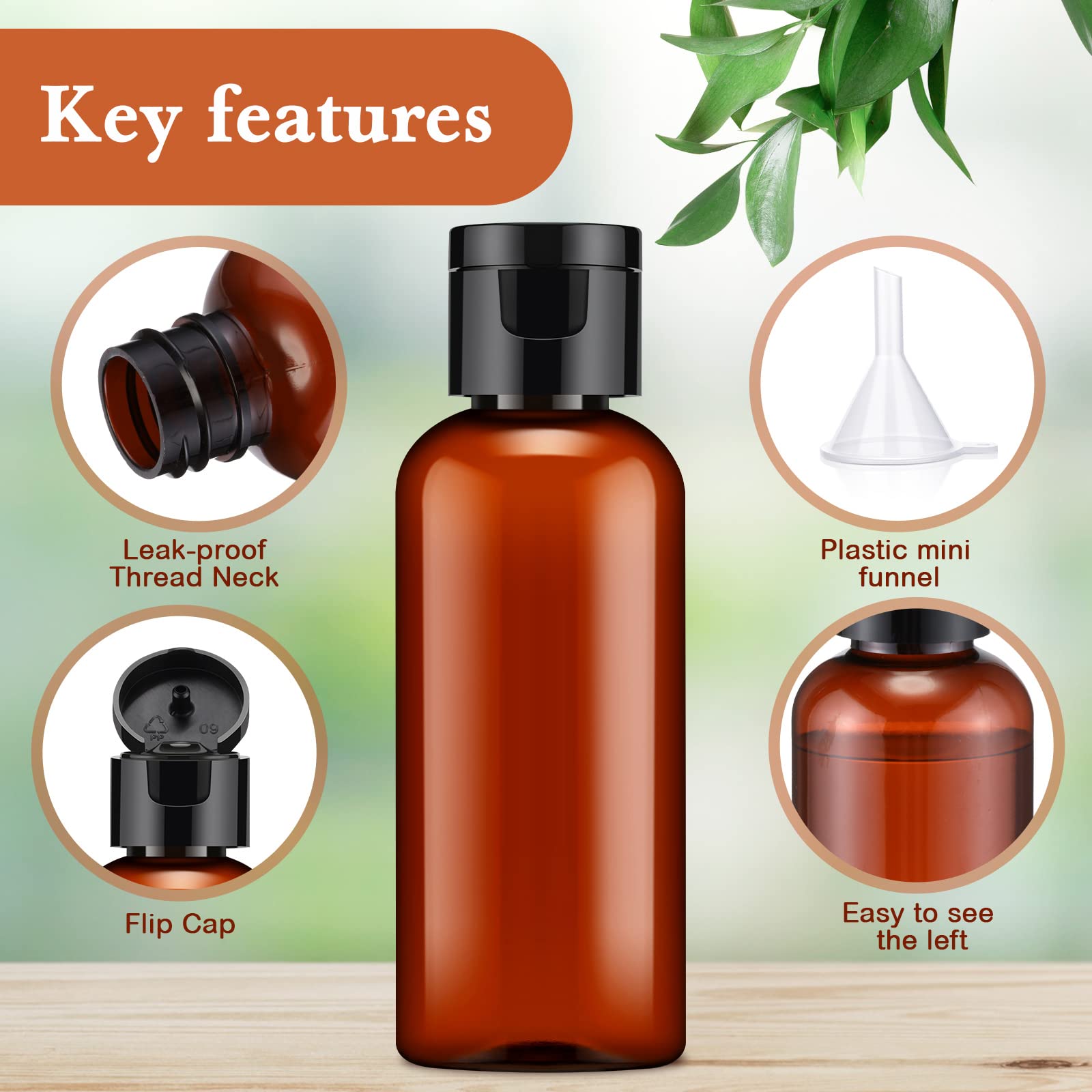 Eccliy 100 Pack 2 Oz Travel Bottles Plastic Bottles With Lids Travel Size Cover Cap Plastic Travel Size Bottles Refillable Dispe