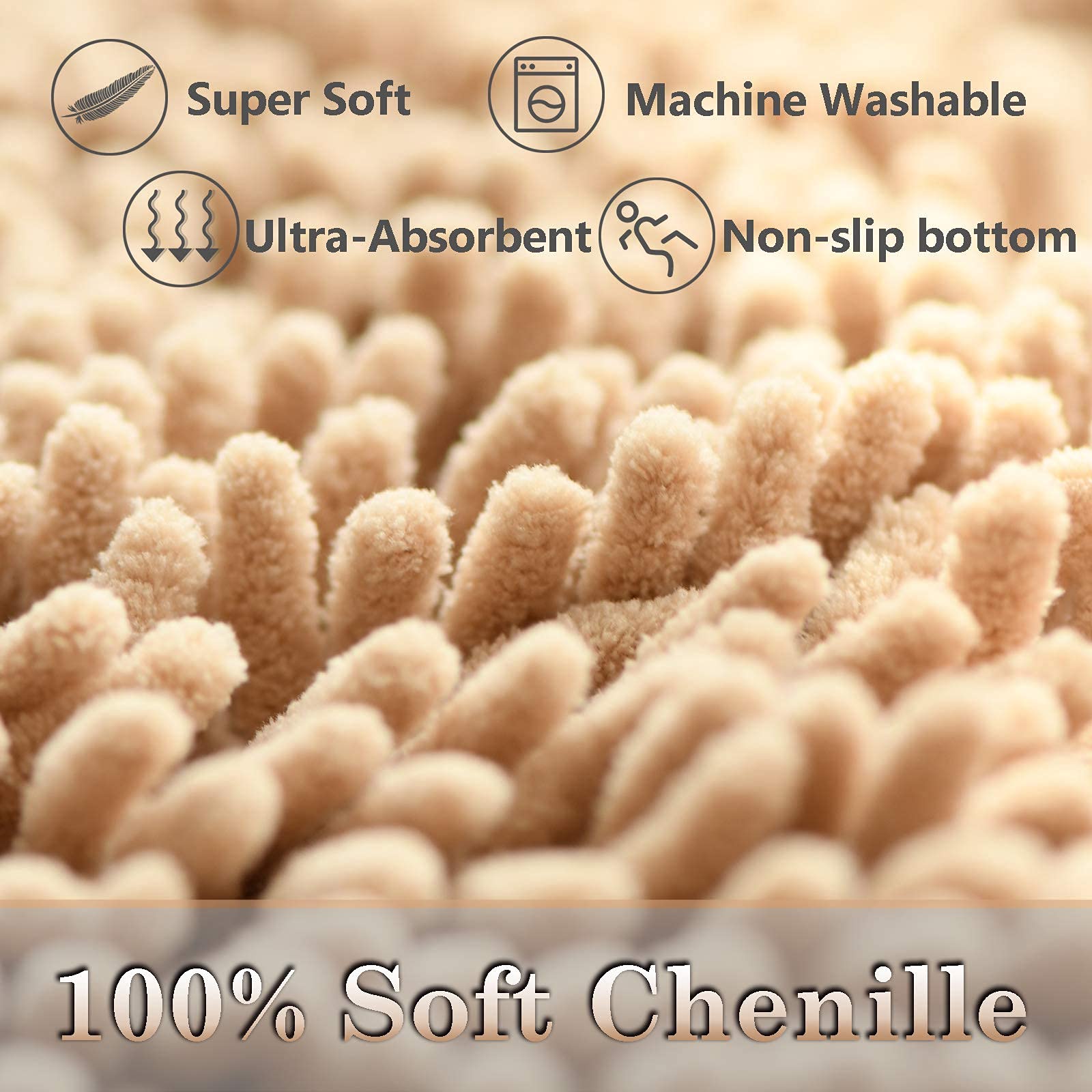 Run Helix Bath Mats For Bathroom Chenille Bathmat, Bathroom Mats Sets 3 Pieces, Ultra Soft Non-Slip Bathroom Rugs, And Absorbent
