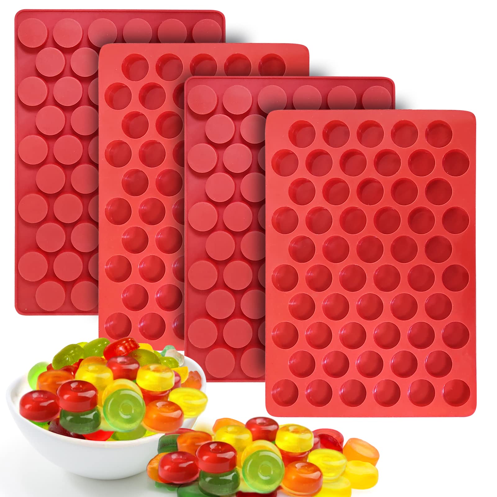 4Pack 55 Cavity Cylinder Candy Mold - Mini Round Column Silicone Mold For Gummy, Chocolate, Truffles Ganache, Jelly, Pralines, C