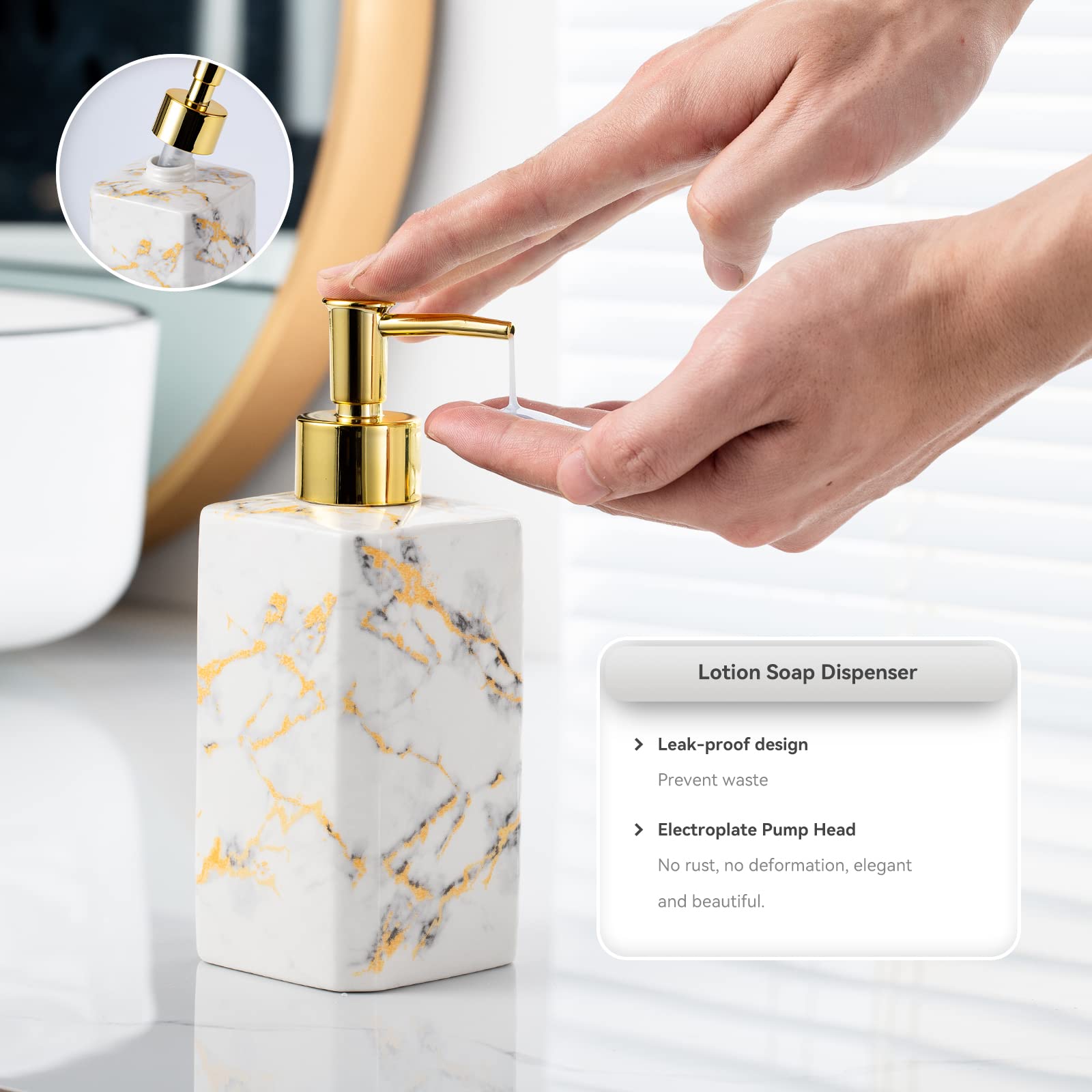 4 Piece Bathroom Accessories Set - White Bathroom Accessory Sets Includes Lotion Dispenser, Toothbrush Holder Tumbler, And Soap