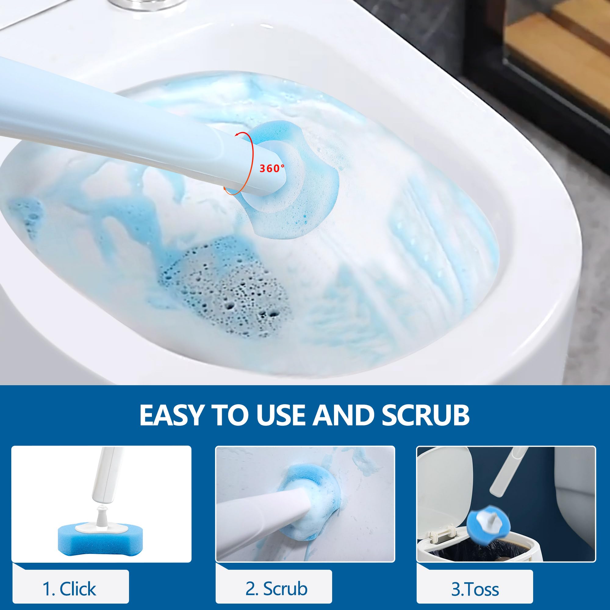 Homebetter 144 Toilet Bowl Wand Refills, Disposable Toilet Brush Refills, Upgraded Wand Refills For Wand, Toilet Scrubber Refill