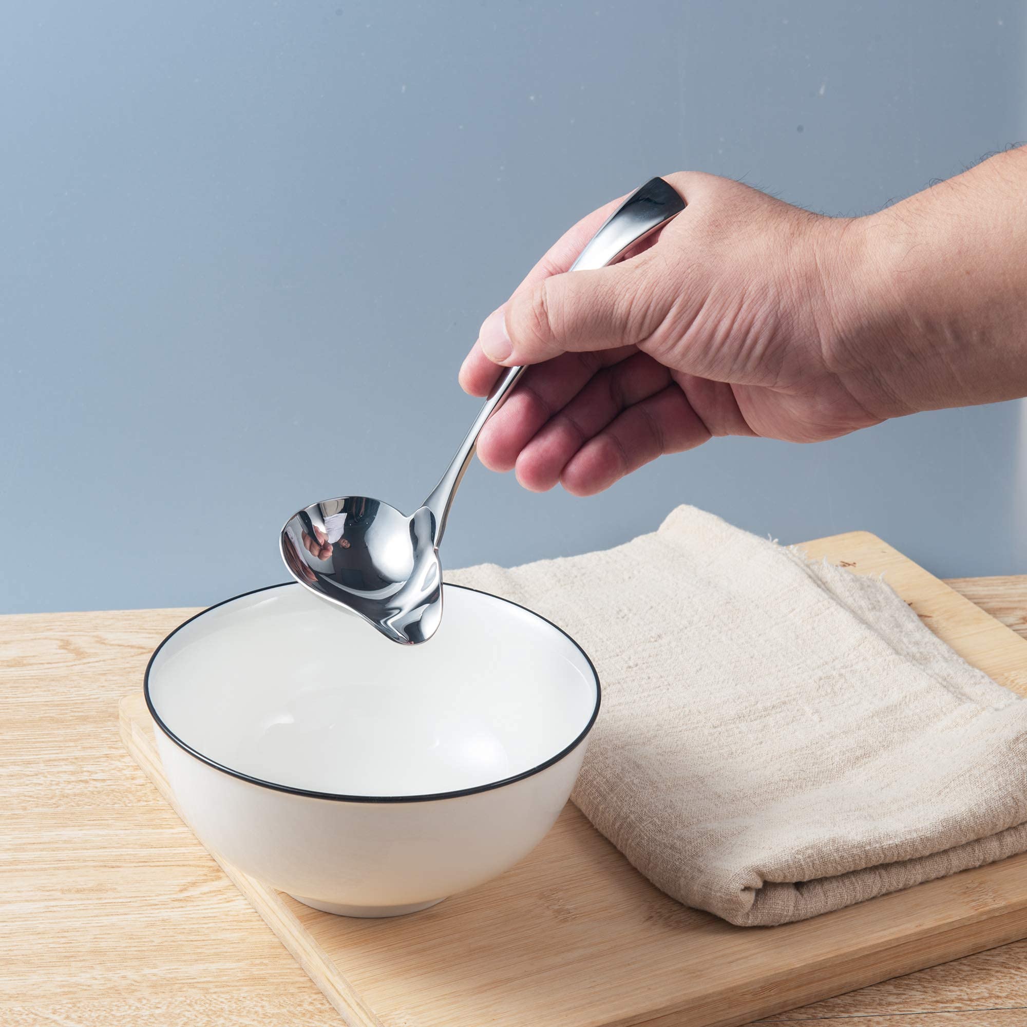 Imeea Small Sauce Ladle With Pouring Spout 18/10 Stainless Steel Sauce Drizzle Spoon, 7Inch