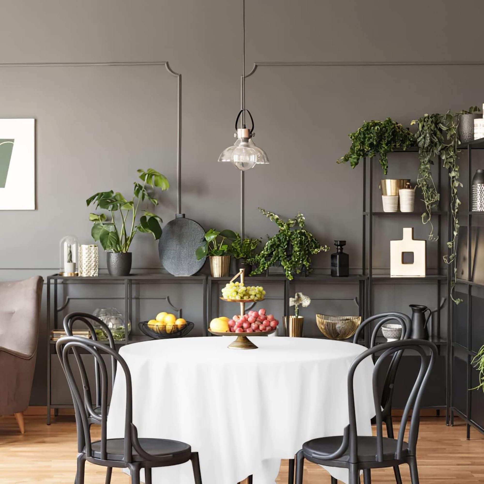 [2 Pack] White Round Tablecloths 70 Inch [For 30-60'' Tables] 200 Gsm Premium Quality Textured Washable Polyester Fabric Table C