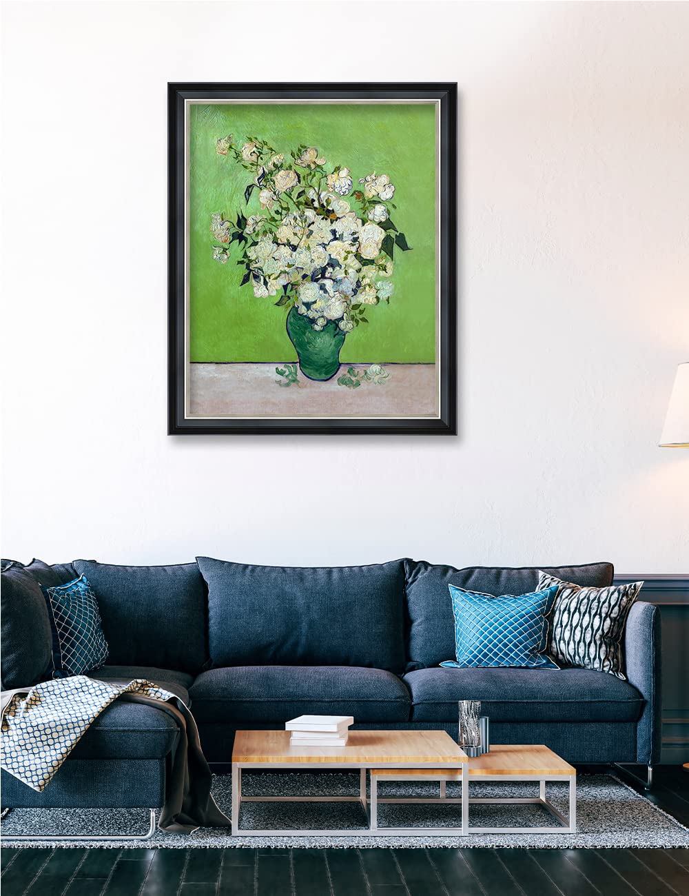 Decorarts - Pink Roses In A Vase By Vincent Van Gogh. Giclee Print Art Reproduction With Matching Solid Wood Frame In Classical