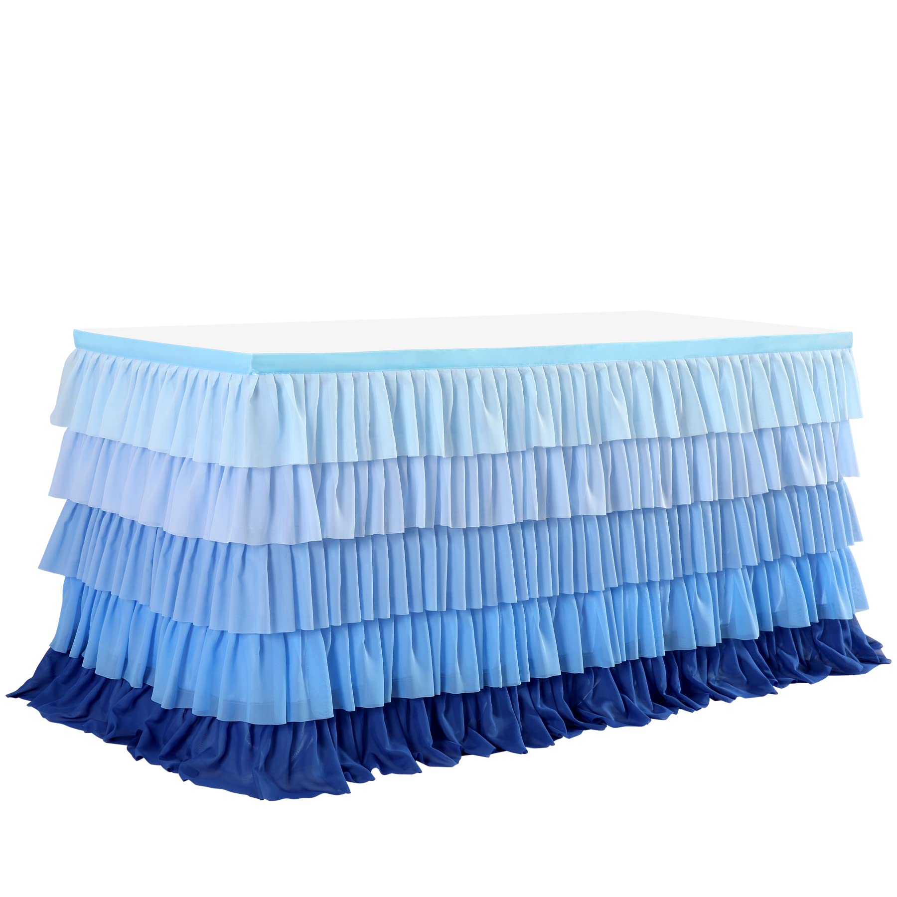 Besutolife Blue Table Skirt Tutu Tablecloth For Under The Sea Party Frozen Decorations Gender Reveal Birthday Elephant Baby Show