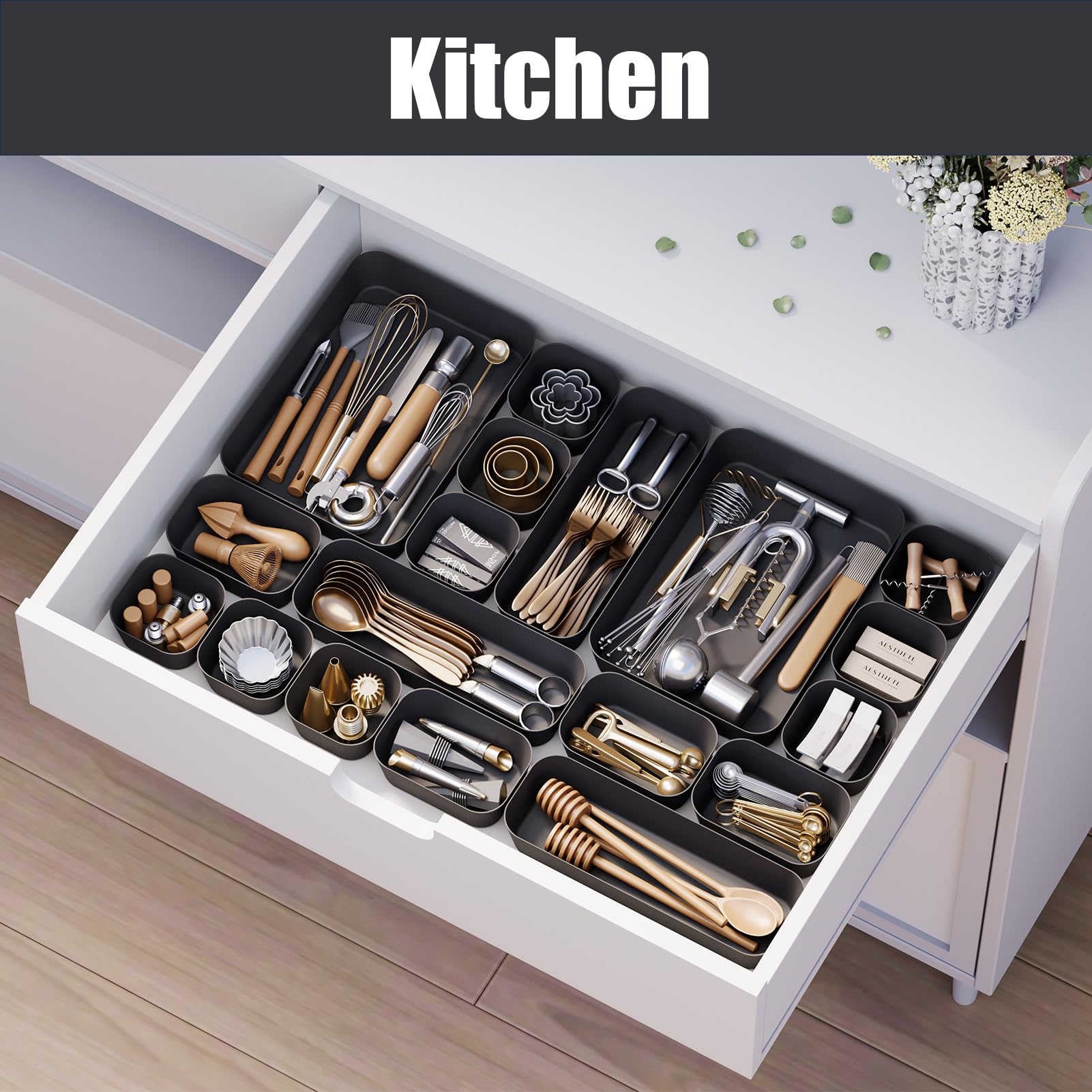 Plastic Drawer Organizers, 10 PCS Drawer Organizer Bins, Bathroom and Vanity Organizer Plastic Tray, Makeup organizer and storag