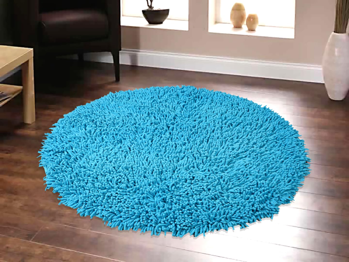 Saral Home Easy Living Bath Mat (Turquoise, Cotton, 120 Cm Round)