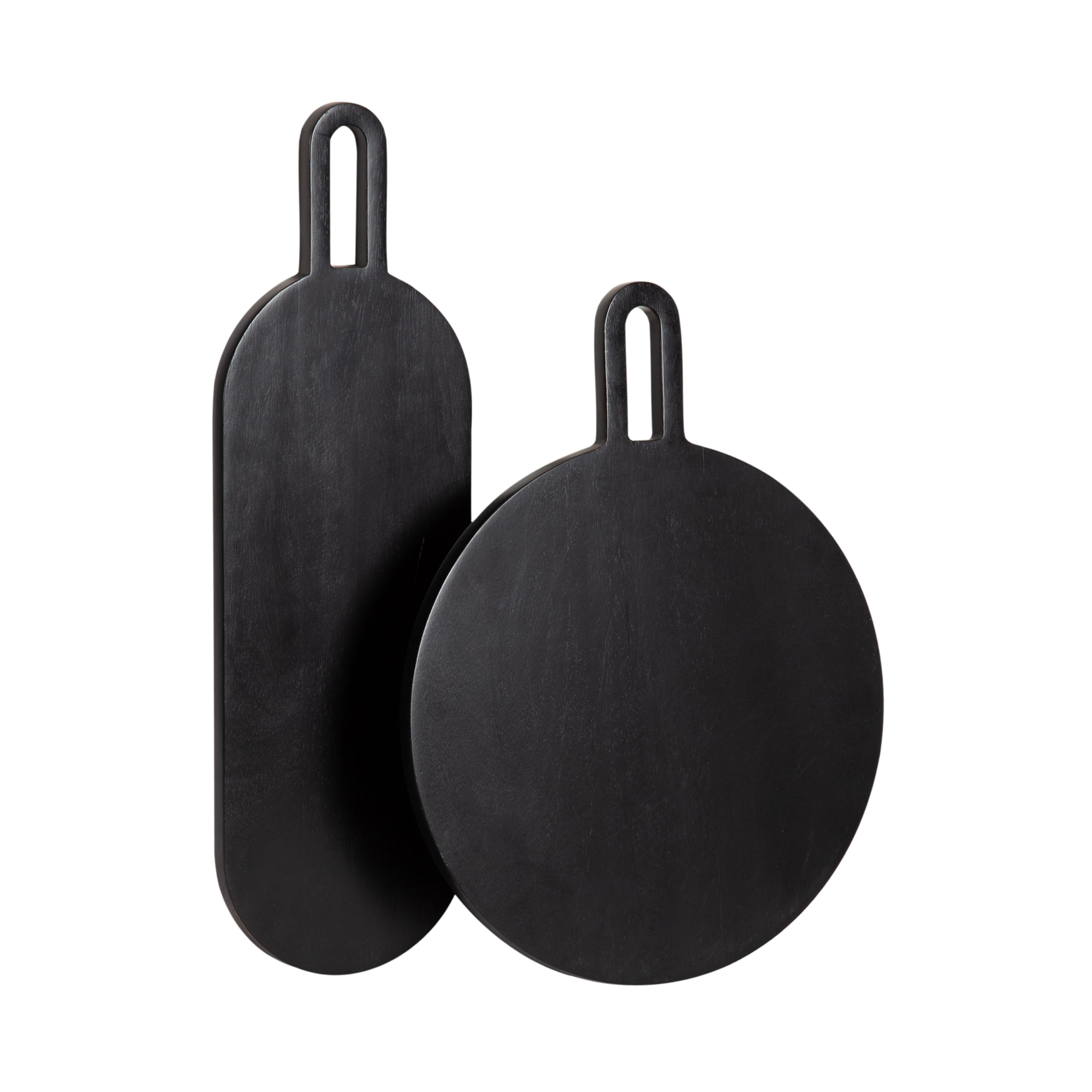 Kate and Laurel Staven Transitional Two-Piece Serving Boards Set, 7 x 22 and 14 x 18, Black, Modern Food-Safe Charcuterie Boards