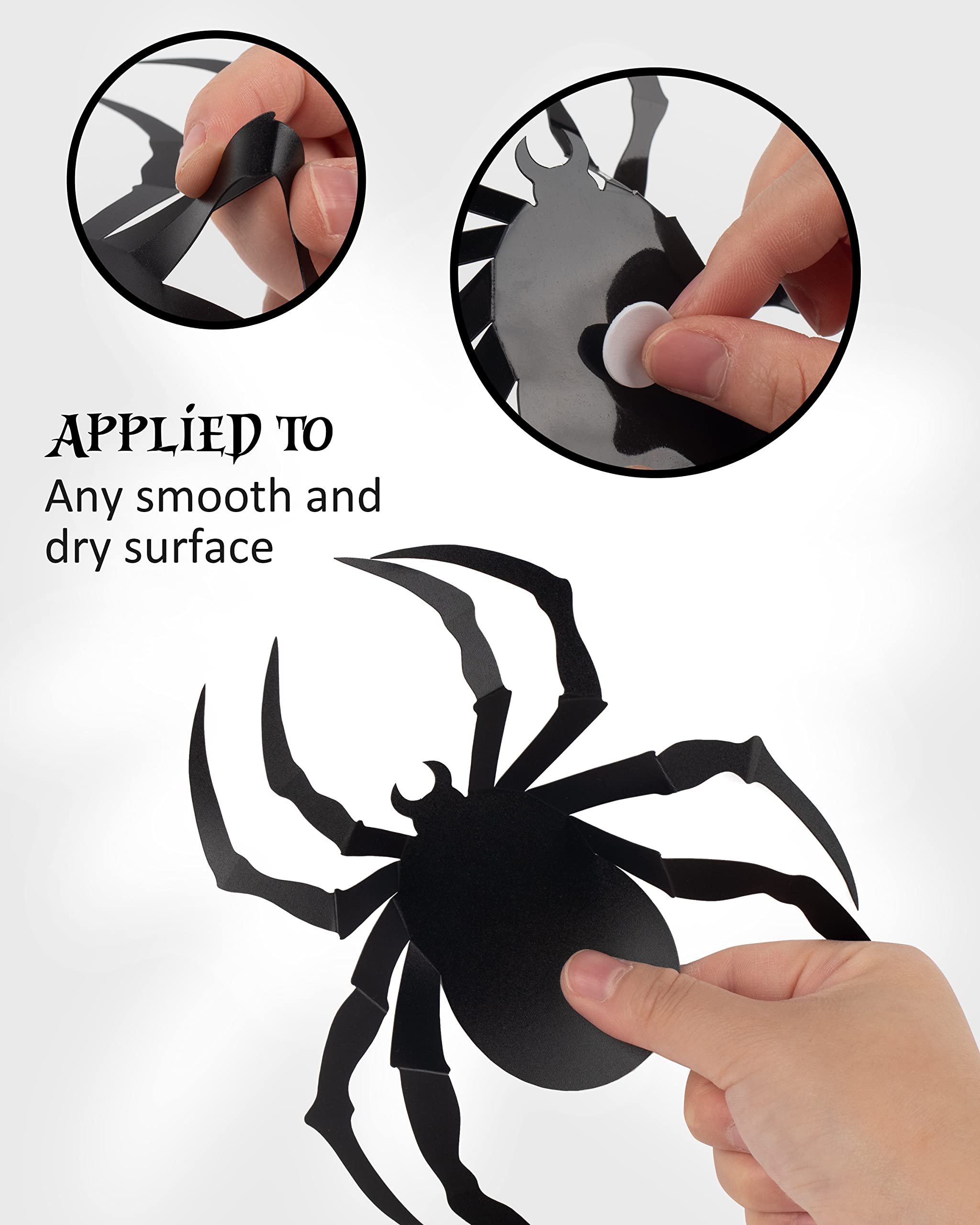 Coogam 60 Pcs Halloween 3D Spiders Decoration, Scary Realistic Black Spider Sticker Diy Windows Wall Decal For Home Decor Bathro