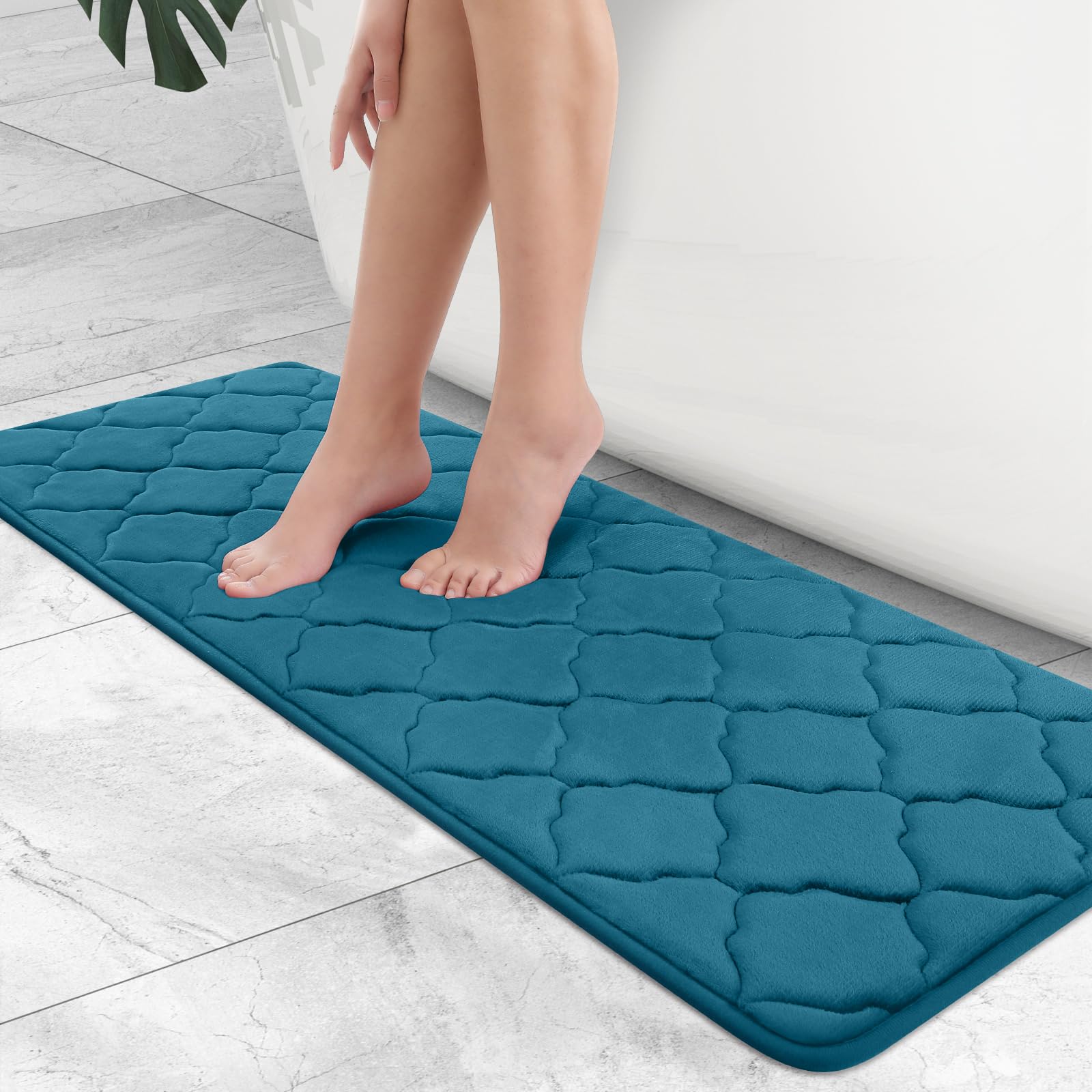 Olanly Memory Foam Bath Mat Rug 47X17, Ultra Soft Non Slip And Absorbent Bathroom Rug, Machine Wash Dry, Comfortable, Thick Bath