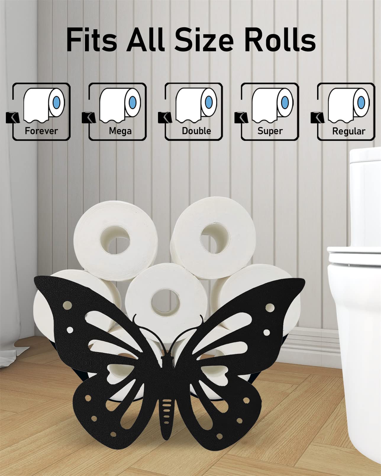 Butterfly Toilet Paper Holder Stand, Funny Animal Free Standing Toilet Roll Paper Storage, Bathroom Towel Tissue Organizer Floor